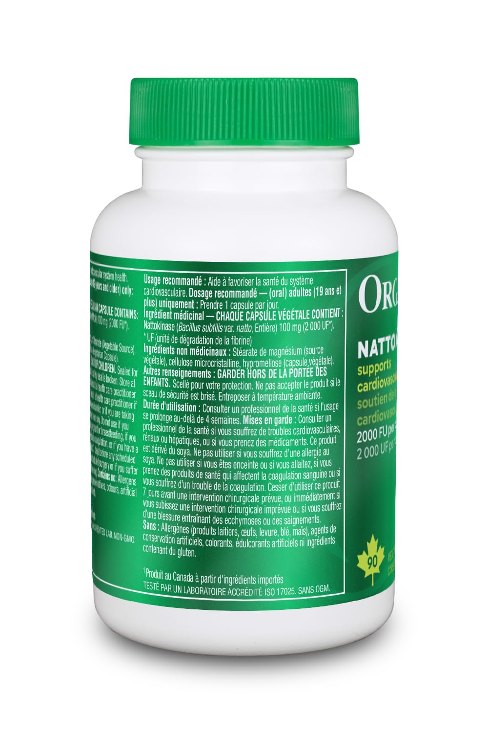 Organika Nattokinase 2000 FU Cardiovascular Support – High-Potency, Heart & Blood Circulation Supplement– One Capsule per Day, Non-GMO, Vegan, Gluten-Free – 90vcaps 🍁 All In One Marketplace Canada