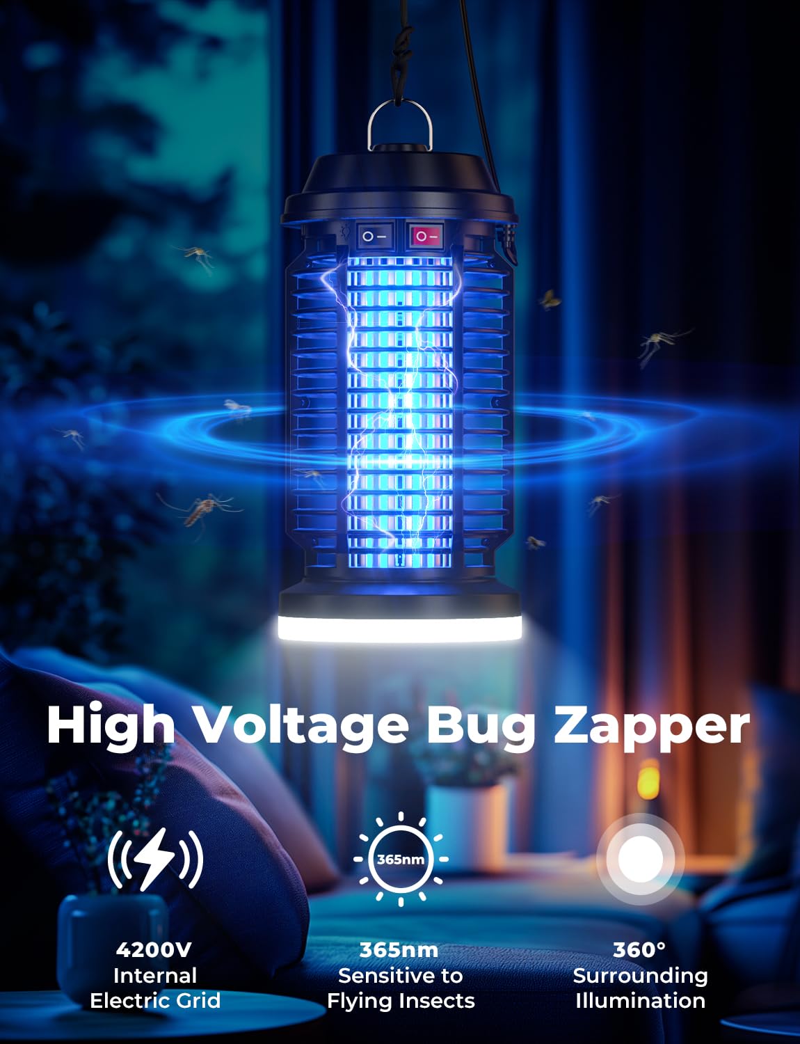 YISSVIC Bug Zapper Outdoor Indoor Waterproof Electric Mosquito Zapper 4200V Plug in for Kitchen Patio Courtyard Garden Camping 🍁 All In One Marketplace Canada