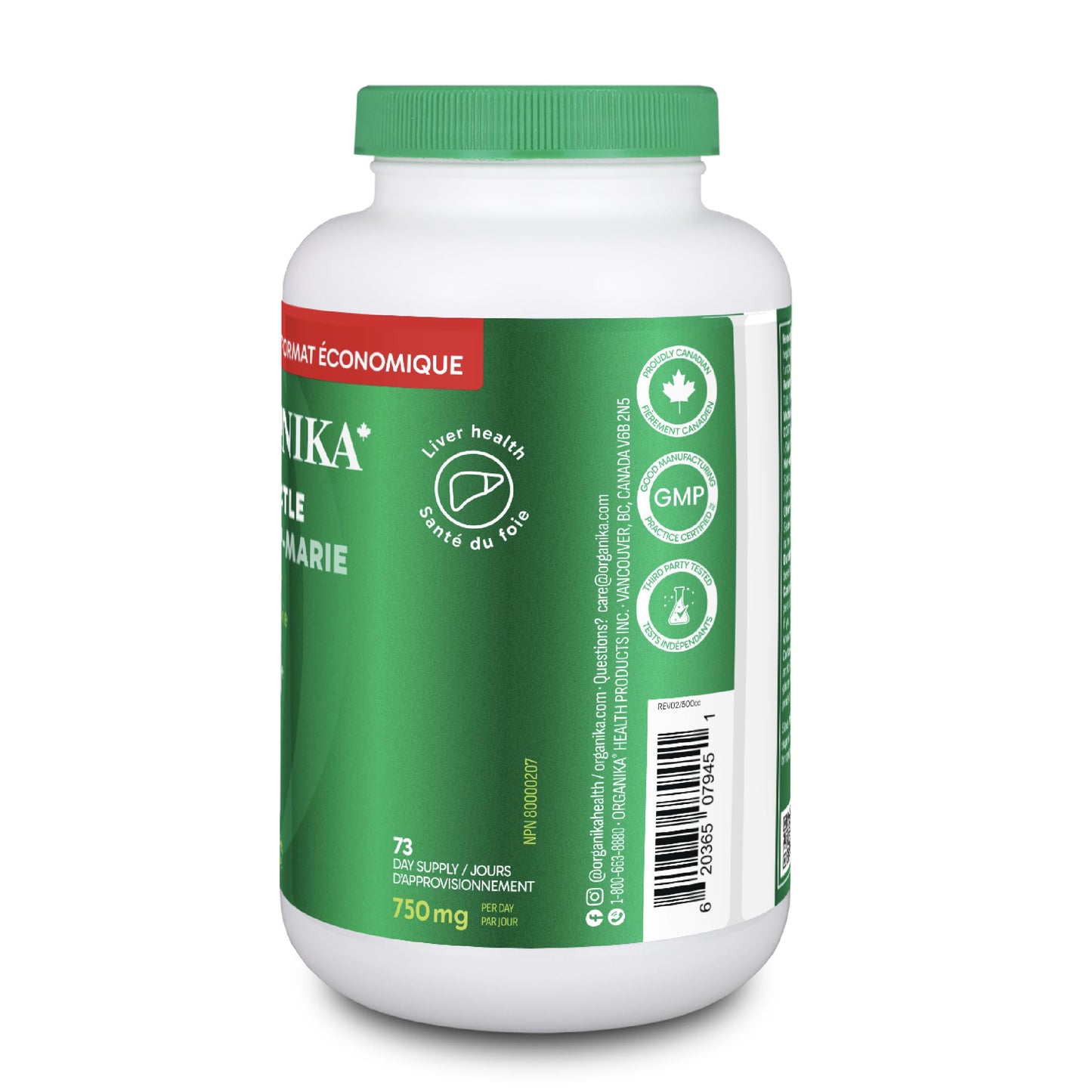 Organika Canadian-Made Milk Thistle 250 Mg Bonus Size 220 count- Liver Protectant From Silymarin Seed- 220vcaps 🍁 All In One Marketplace Canada