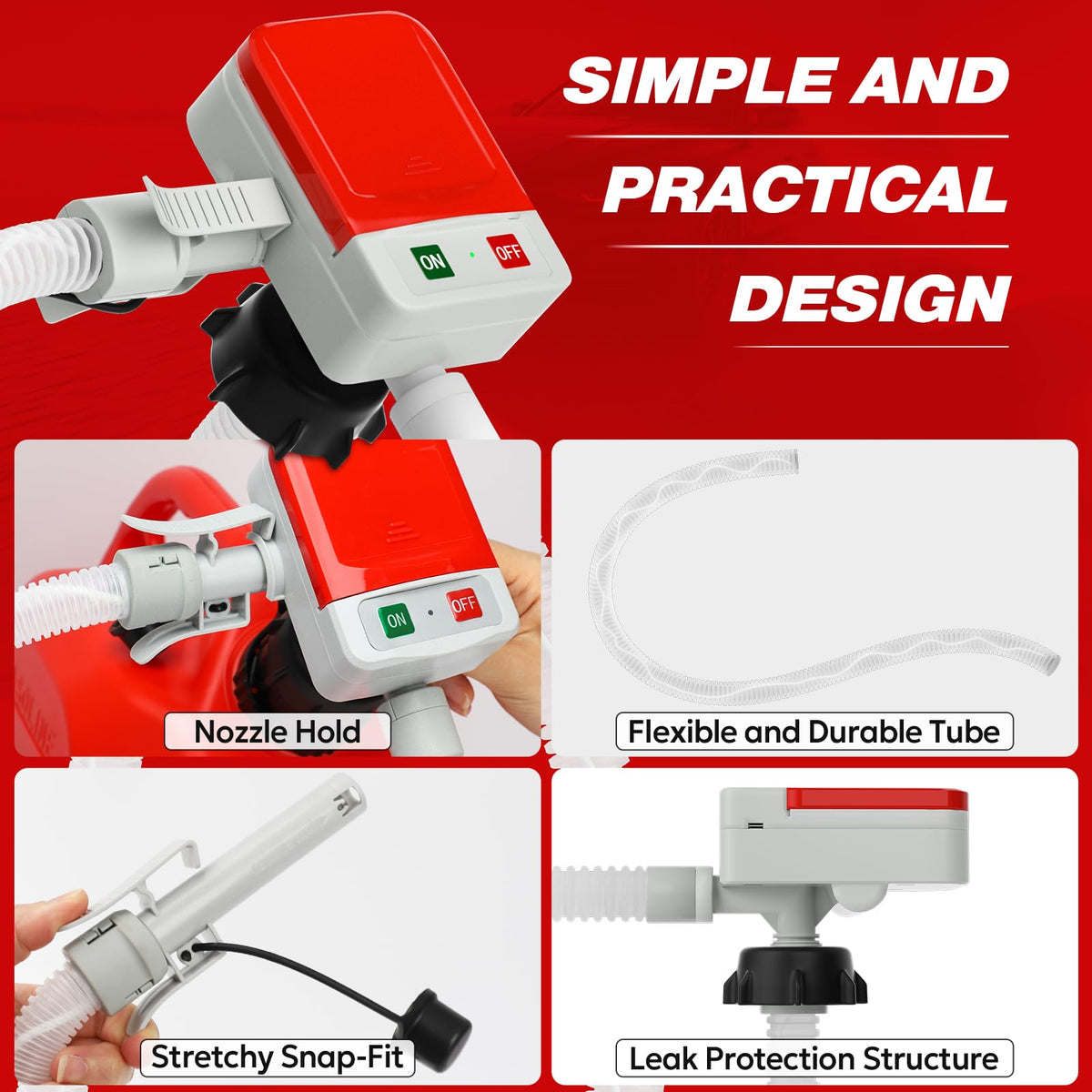 KEIMI Portable Fuel Transfer Pump with Auto-Stop, 3.2 Gallon per Min, 51" Extra Long Hose, Battery & USB Powered, 4 Can Adapters, Leak-proof Gas Pump for Oil, Diesel and Gasoline 🍁 All In One Marketplace Canada