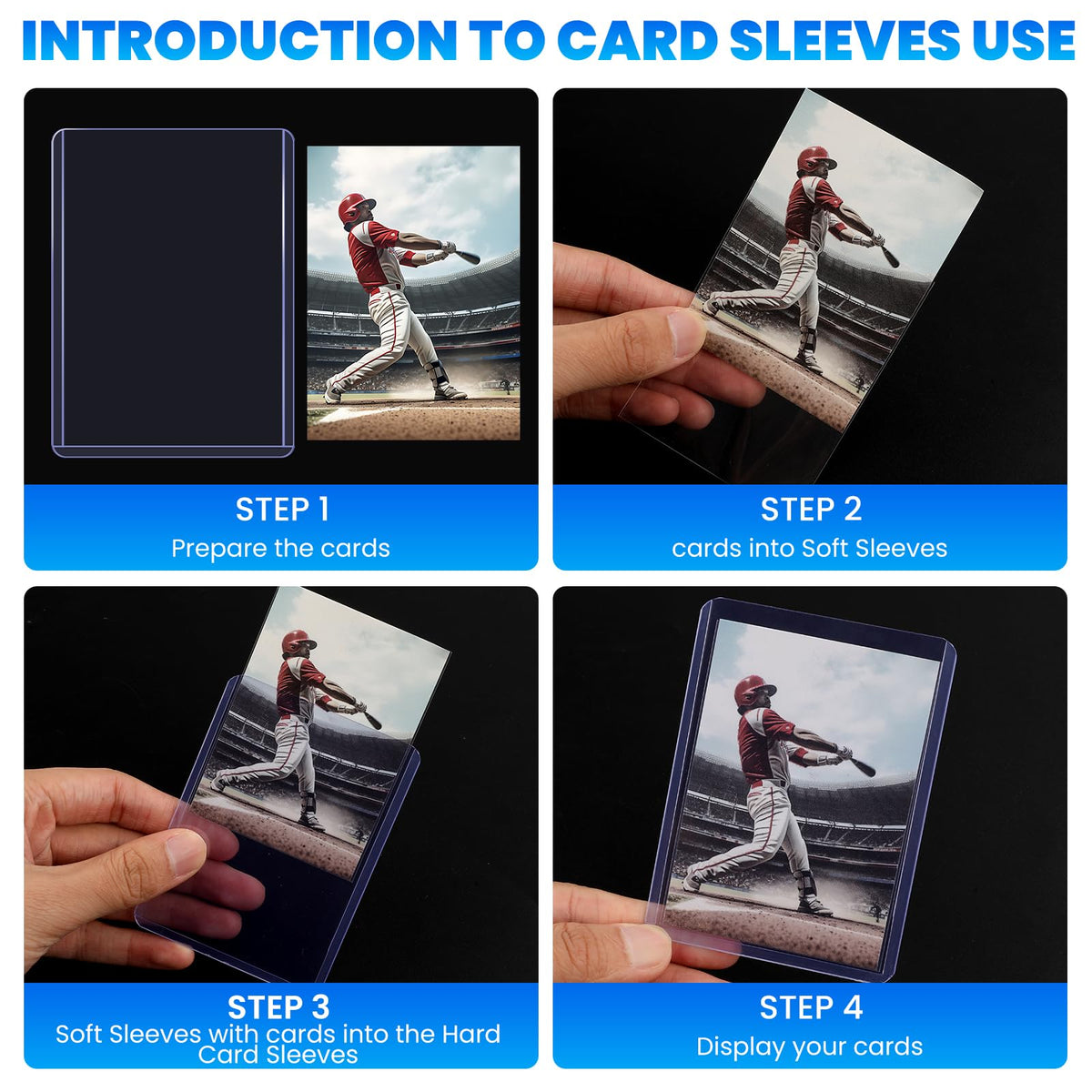 ZENOWICK 200 Packs Card Sleeves Hard, Top Loaders for Cards 3" x 4" Card Protectors Plastic, Card Top Loaders Fit for Hockey, Baseball, Football Cards (100 Hard + 100 Soft Sleeves) 🍁 All In One Marketplace Canada