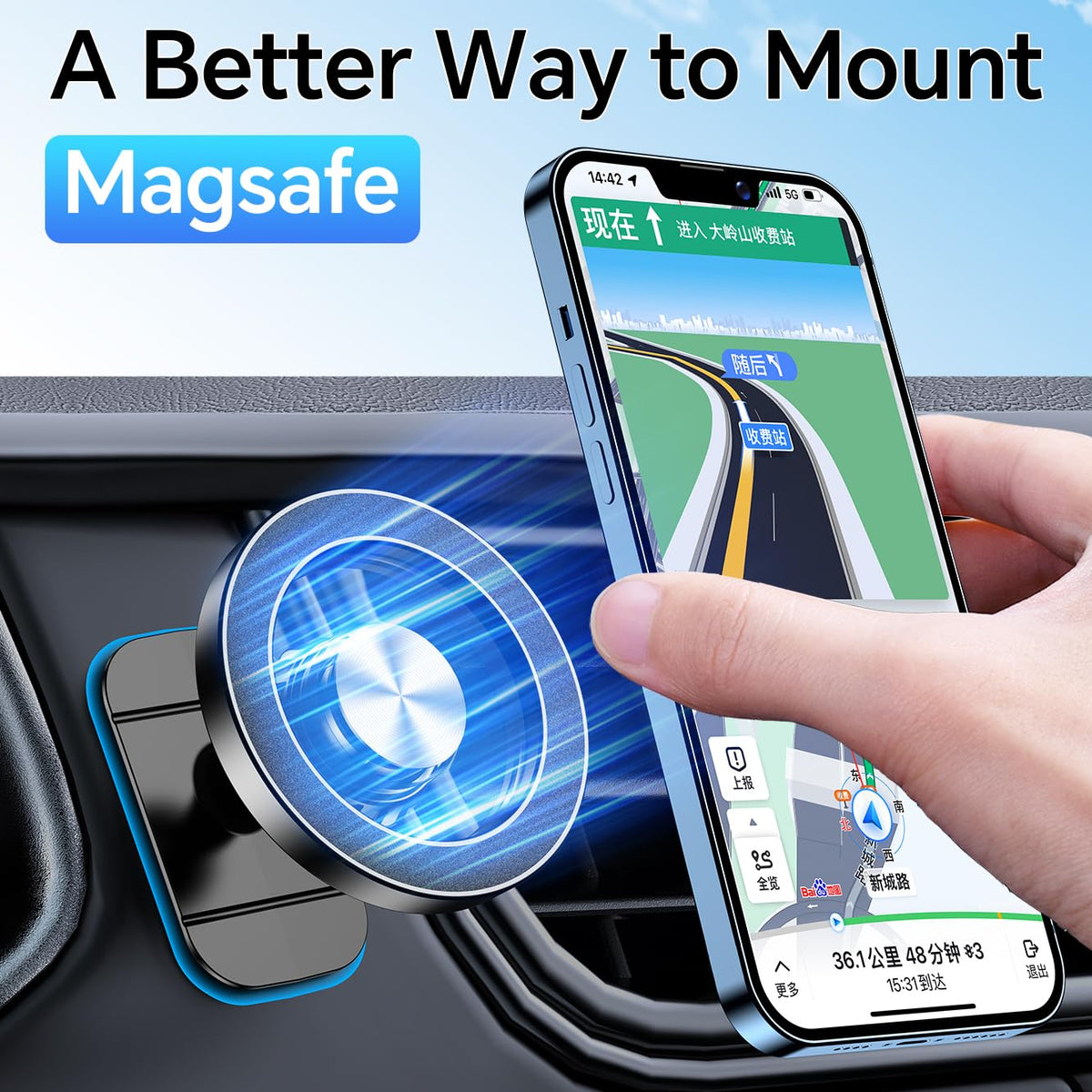 Kaistyle for Magsafe Car Mount【20 Strongest Magnets】Magnetic Phone Holder for Car Phone Holder Mount Dash【360°】Cell Phone Mount for Car Accessories for Women Men iPhone 17 Pro Max Air 16 15 14 13 12 🍁 All In One Marketplace Canada