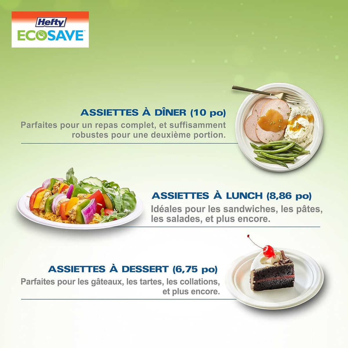 Hefty ECOSAVE Compostable Disposable Paper Plates Dinner 10", 80 Count 🍁 All In One Marketplace Canada