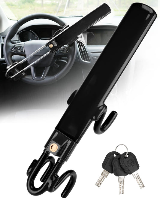 Tevlaphee Steering Wheel Lock Anti-Theft Car Device Heavy Duty Security Car Lock Antitheft Locking Devices Great Deterrent Adjustable Car Wheel Lock Anti Theft for Vehicle Truck with 3 Keys(Black) 🍁 All In One Marketplace Canada