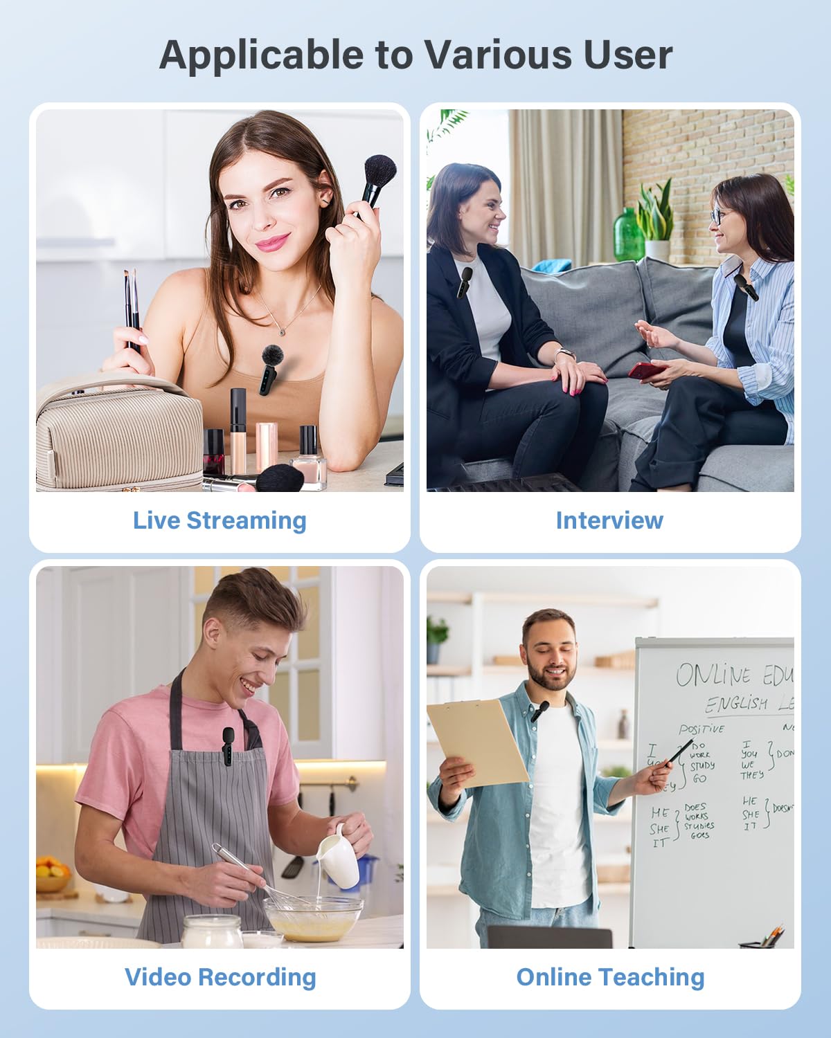 Wireless Lavalier Microphone for iPhone, iPad, Android Phone，2-Pack Mini Microphone with Noise Reduction, Auto Pairing and Mute & Reverb for Vlogging, Video Recording, TikTok, YouTube - Plug & Play 🍁 All In One Marketplace Canada
