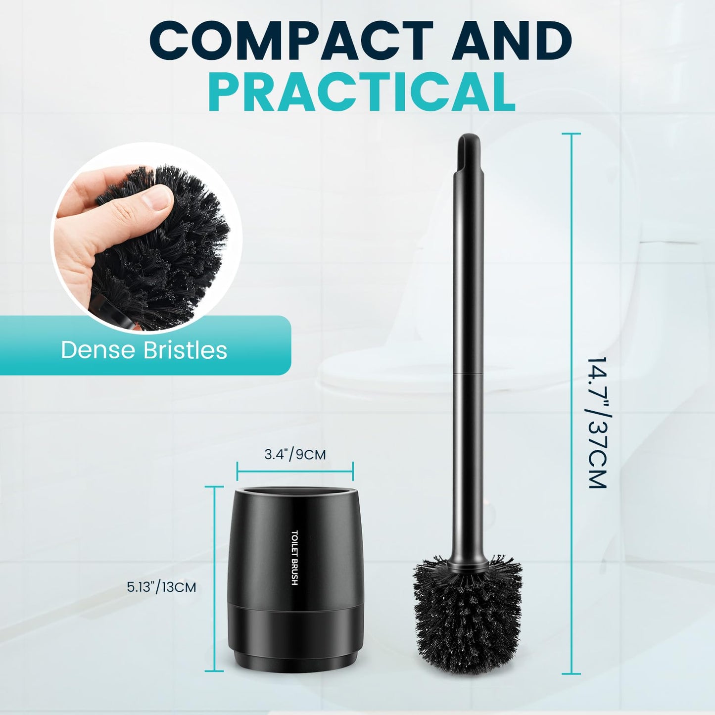 Toilet Brush Toilet Bowl Cleaner Brush and Holder with Dense Durable Scrubbing Bristles Black Toilet Scrubber for Bathroom Deep Cleaning 🍁 All In One Marketplace Canada