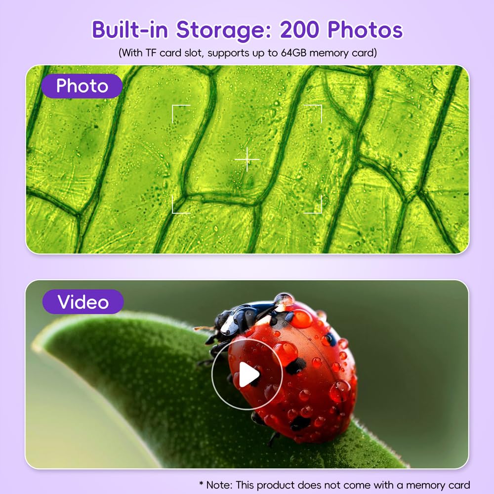 Temodu Kids Microscope 2.0" Screen 1000X Digital Microscope for Kids, Mini Pocket Handheld Microscopes for Children Birthday Festival Gift, Science Education Fun Toys for Boys Girls Ages 4-12 (Purple) 🍁 All In One Marketplace Canada