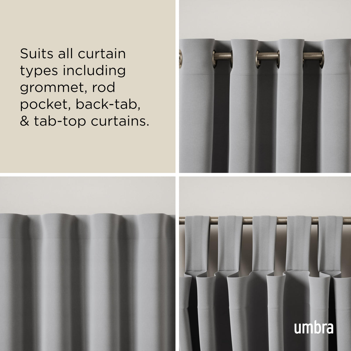 Umbra Twilight Curtain Rod Set – Wrap Around Design Ideal for Blackout or Room Darkening Panels, 30 to 84 Inches, Nickel 🍁 All In One Marketplace Canada