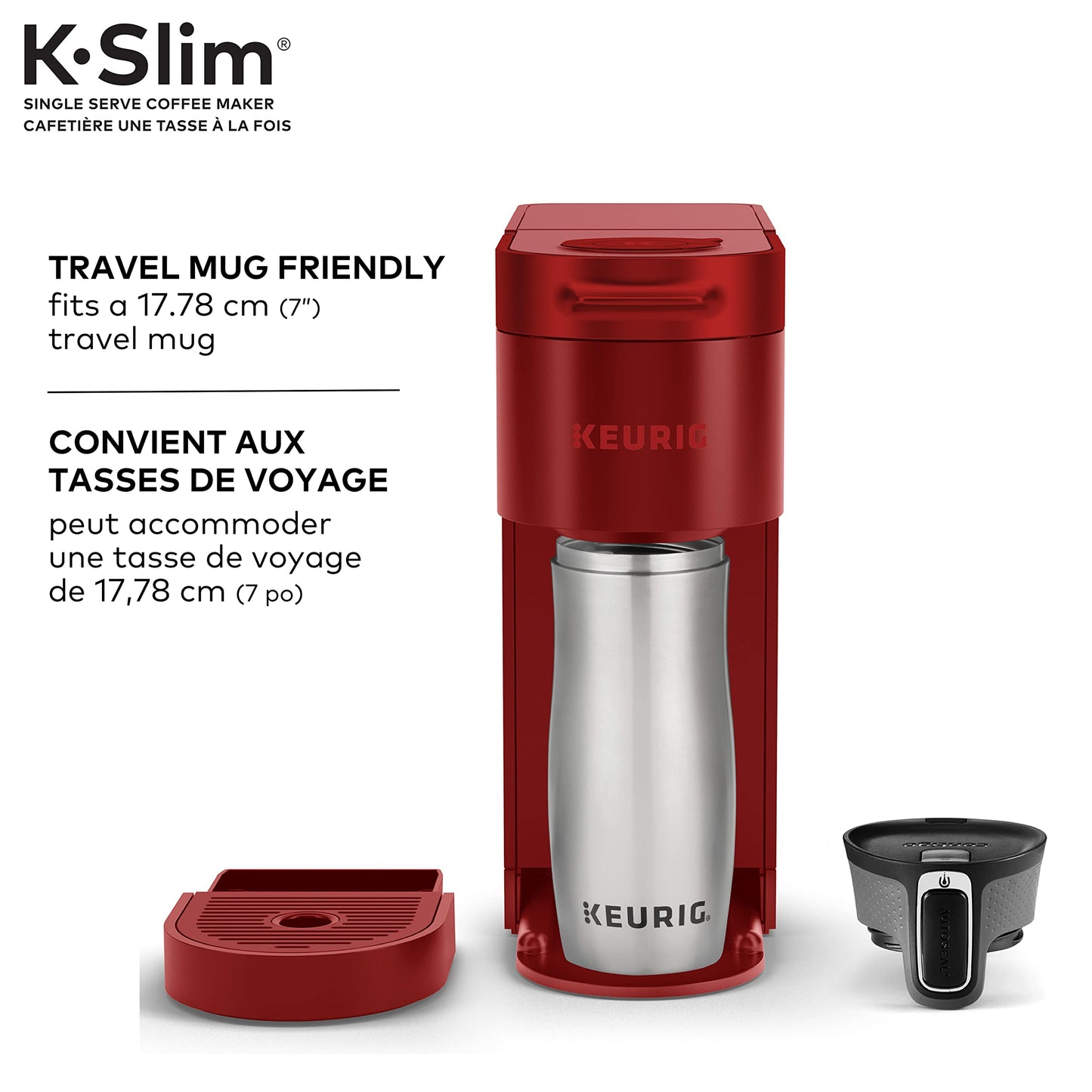 Keurig K-Slim Single Serve K-Cup Pod Coffee Maker, Featuring Simple Push Button Controls And MultiStream Technology, Scarlet Red 🍁 All In One Marketplace Canada