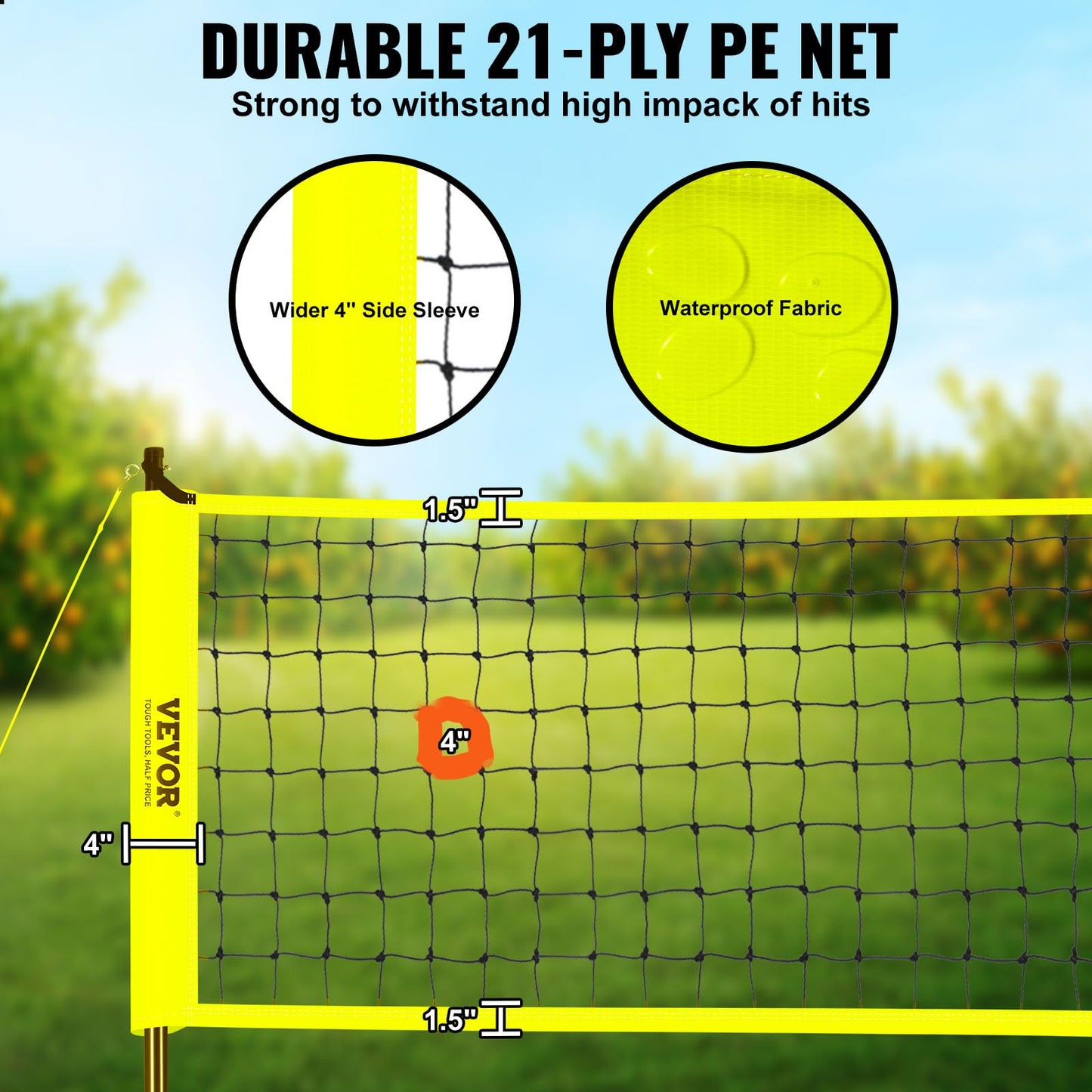 VEVOR Outdoor Portable Volleyball Net System, Adjustable Height Steel Poles, Professional Volleyball Set with PVC Volleyball, Pump, Carrying Bag, Heavy Duty Volleyball Net for Backyard, Beach, Lawn 🍁 All In One Marketplace Canada