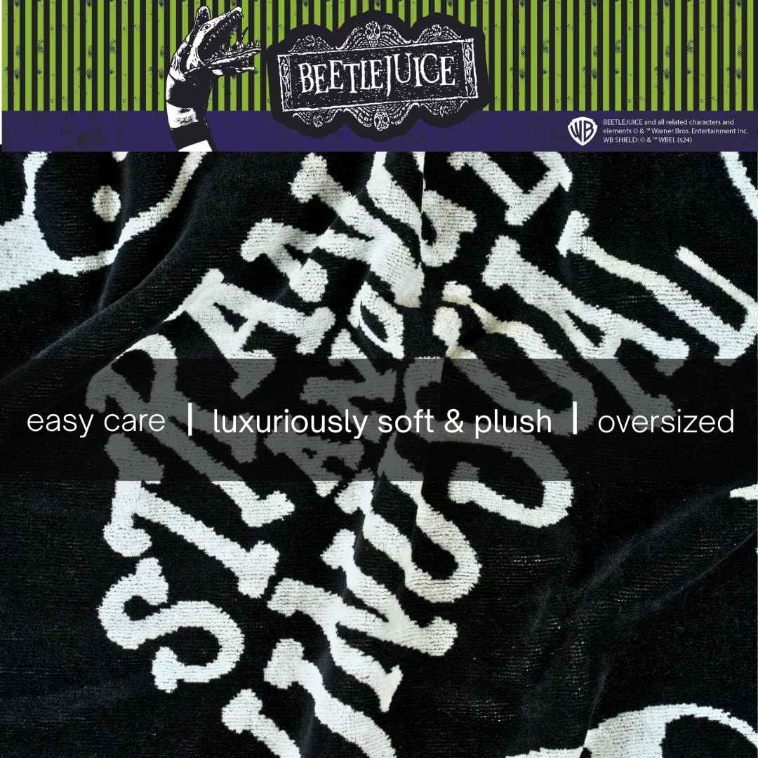 Franco Luxe Beetlejuice Halloween Goth Super Soft Plush Oversized Cotton Jacquard Bath/Pool/Beach Towel, 64 in x 34 in, (Officially Licensed Product)