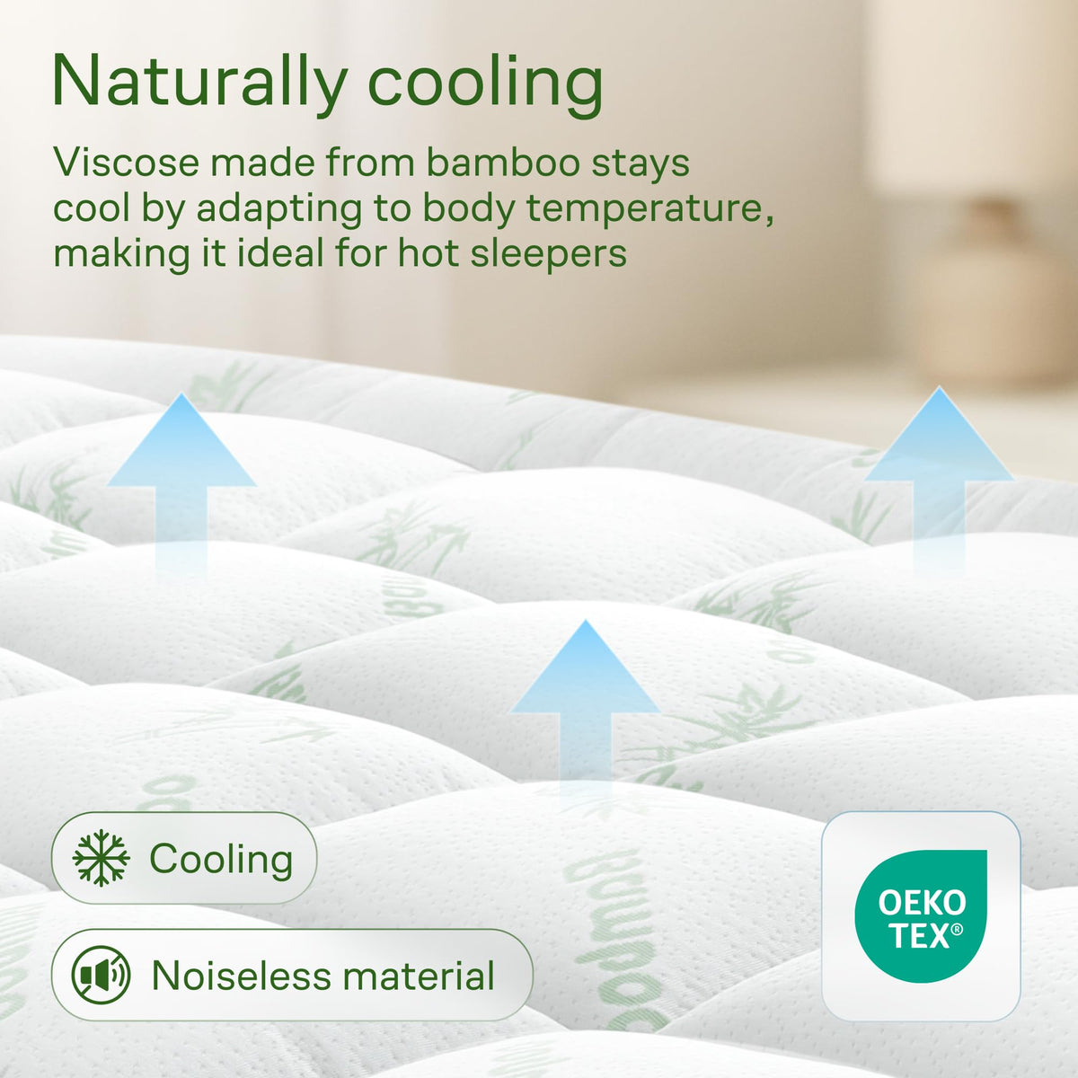 Bamboo Mattress Topper Queen Size - Thick Breathable Pillow Top Mattress Pad for Back Pain Relief - Deep Pocket Topper Fits 8-20 Inches (60x80 Inches, Green) 🍁 All In One Marketplace Canada