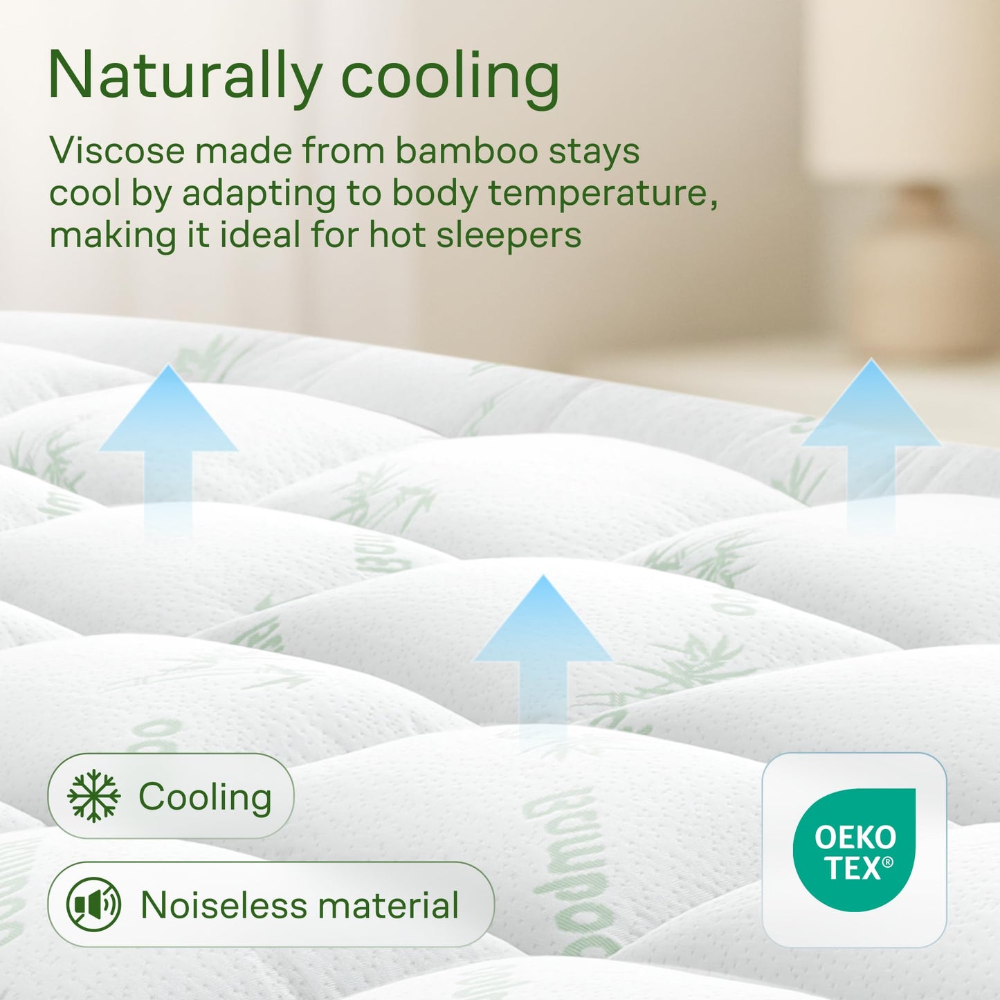Bamboo Mattress Topper Queen RV Size - Thick Cooling Breathable Pillow Top Mattress Pad for Back Pain Relief - Deep Pocket Topper Fits 8-20 Inches (60x75 Inches, Green) 🍁 All In One Marketplace Canada