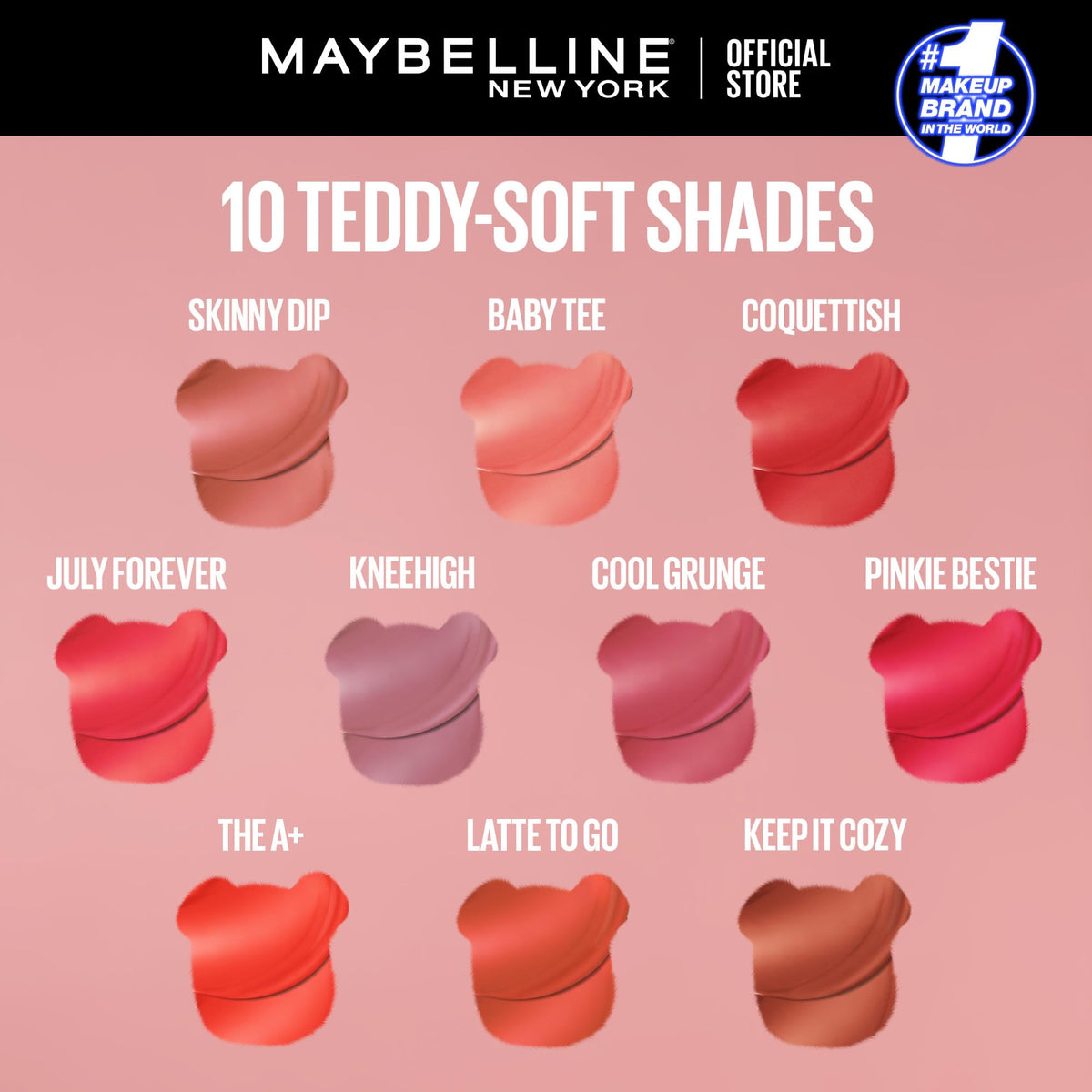 Maybelline Teddy Tint, Lip Stain, Soft Lip Tint, Light Feel, 12Hr Wear, Sheer or Blurred Finish, Skinny Dip 🍁 All In One Marketplace Canada