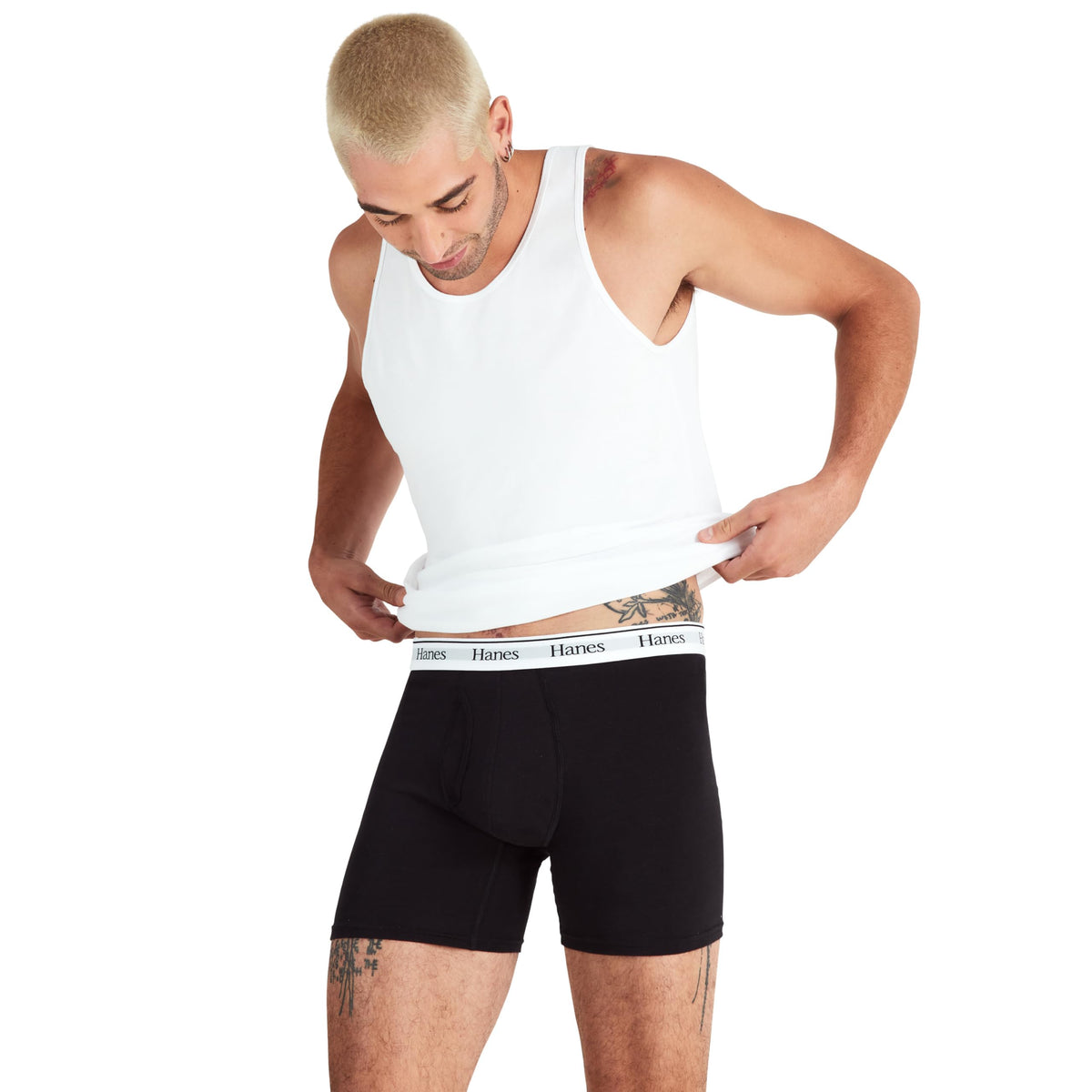 Hanes Originals Men's Boxer Briefs, Stretch Cotton Moisture-Wicking Underwear, Modern Fit Low Rise, Pack of 4, Grey/Black assortement, Size Medium 🍁 All In One Marketplace Canada