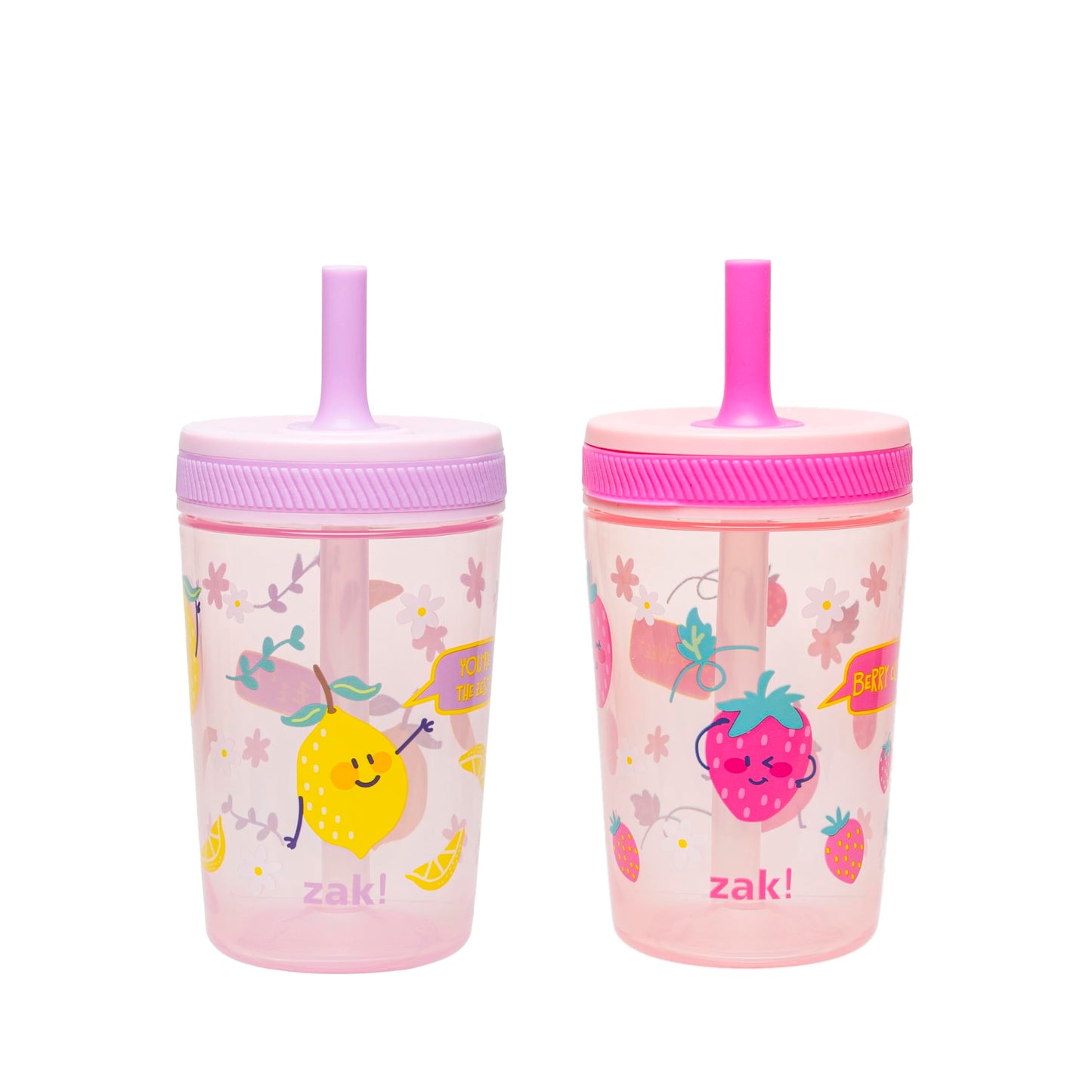 Zak Designs Toddler Cups for Travel or at Home, 15oz 2-Pack Durable Plastic Sippy Cups with Leak-Proof Design is Perfect for Kids (Sweet Berry, Lemon Zest) 🍁 All In One Marketplace Canada