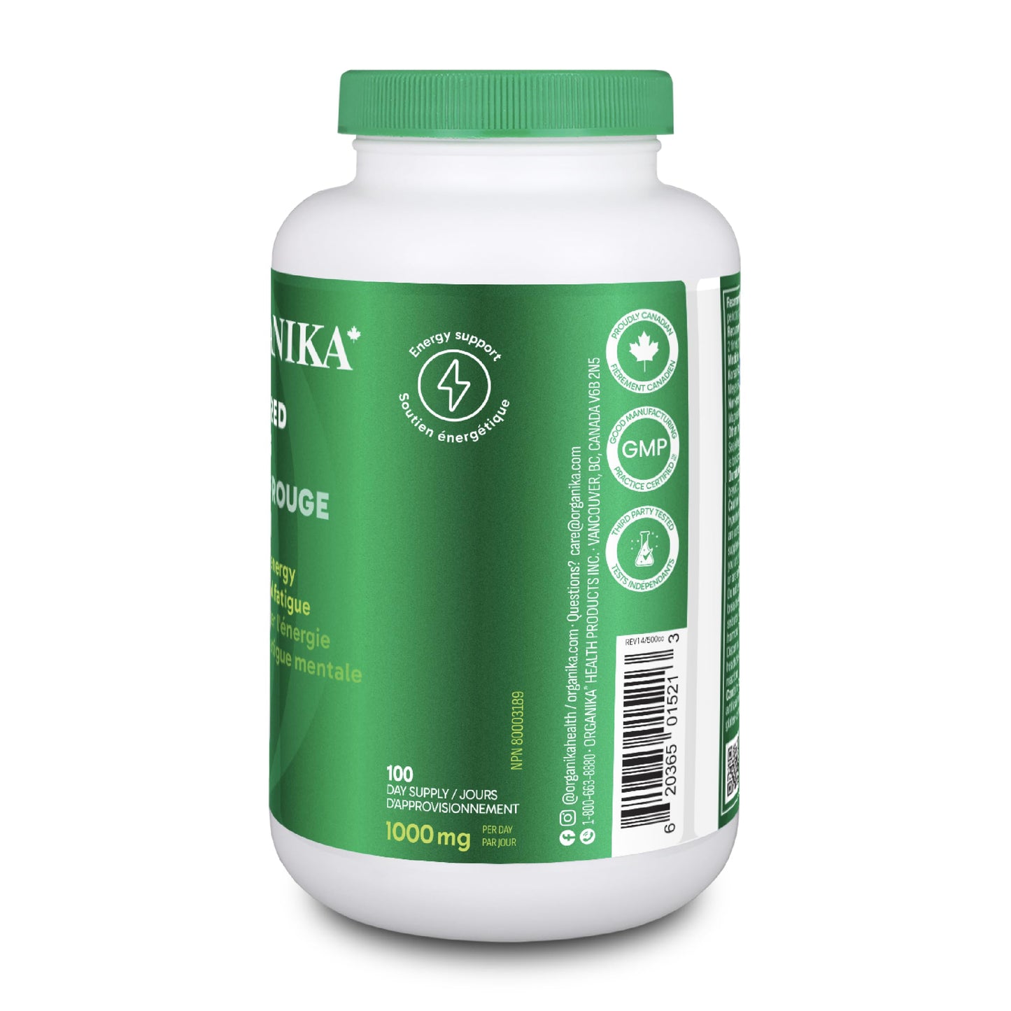 Organika Canadian-Made Korean Red Ginseng - 6 Year Old Roots, Energy Support, Stress Support, Warming Effect- 200caps 🍁 All In One Marketplace Canada