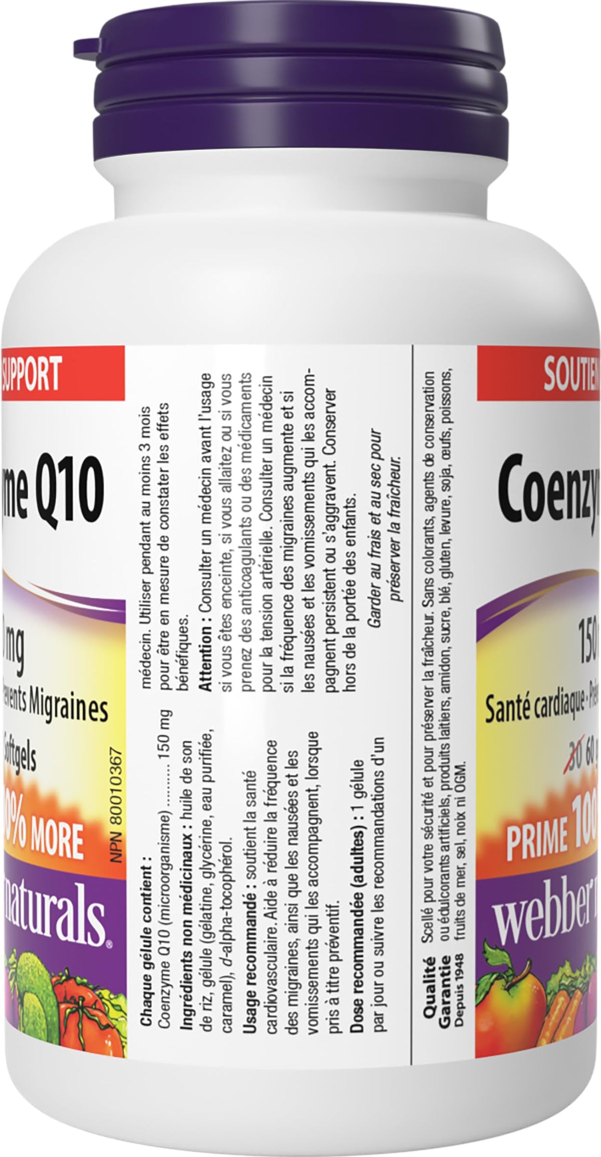 Webber Naturals Coenzyme Q10 (CoQ10) Supplement, 150 mg, 60 Softgels 🍁 All In One Marketplace Canada