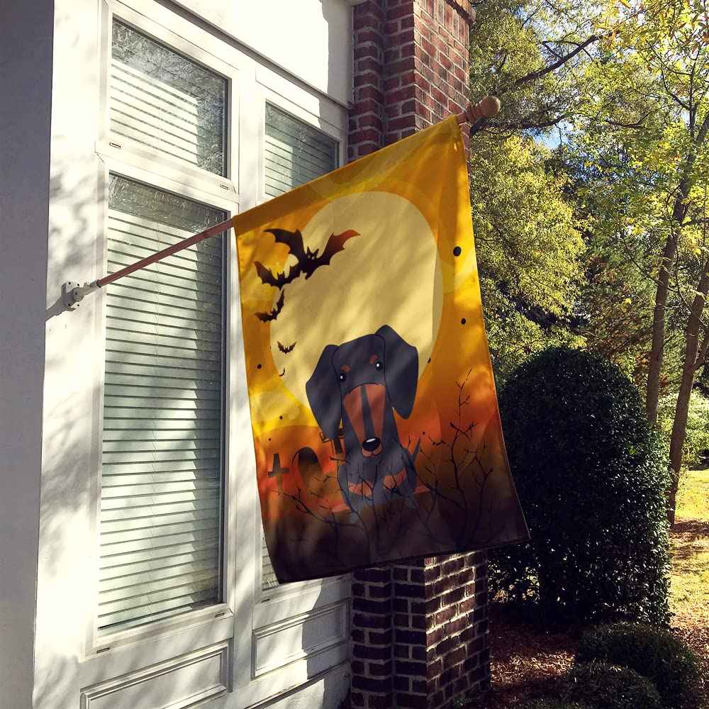 Caroline's Treasures BB4398CHF Halloween Dachshund Black Tan Flag Canvas House Size, Large, Multicolor