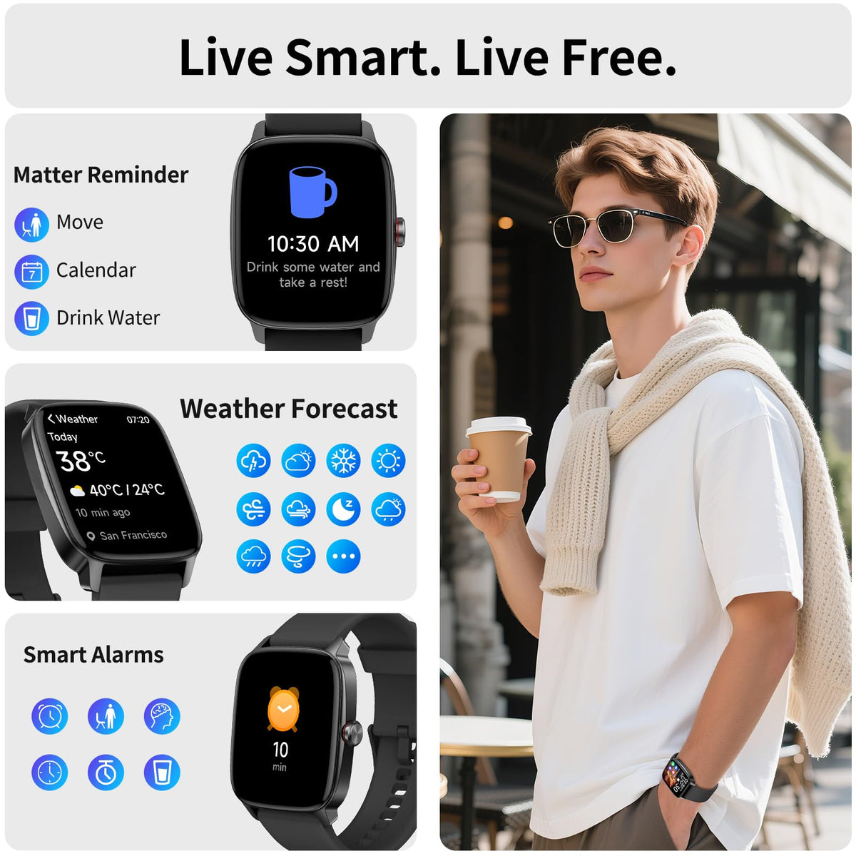 Smart Watch for Men Women, Bluetooth Call Smartwatch with AI Voice, 1.85" HD Fitness Watch, Heart Rate/Steps/Sleep Monitor, 100+ Sports Modes, IP68 Waterproof Watch for Android iOS 🍁 All In One Marketplace Canada