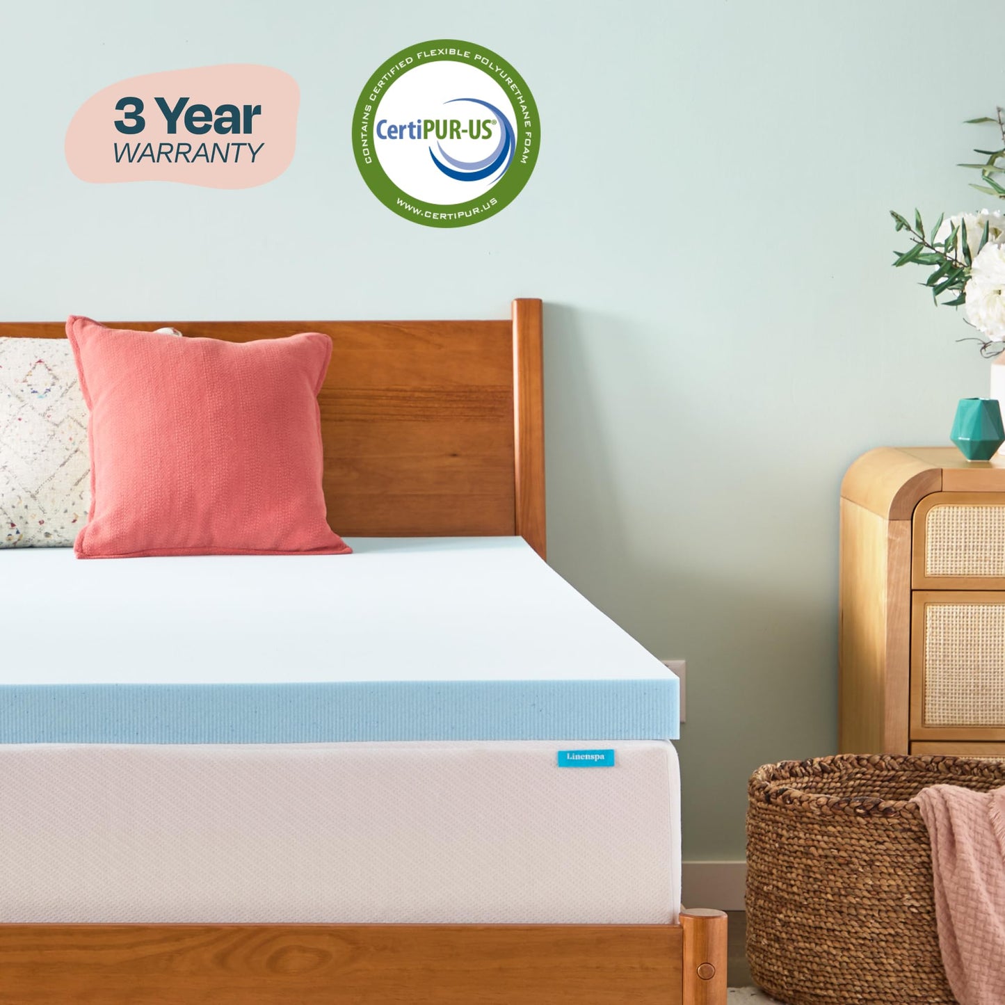Linenspa 3 Inch Memory Foam Mattress Topper, Gel Infused King Mattress Topper, CertiPUR-US Certified 🍁 All In One Marketplace Canada