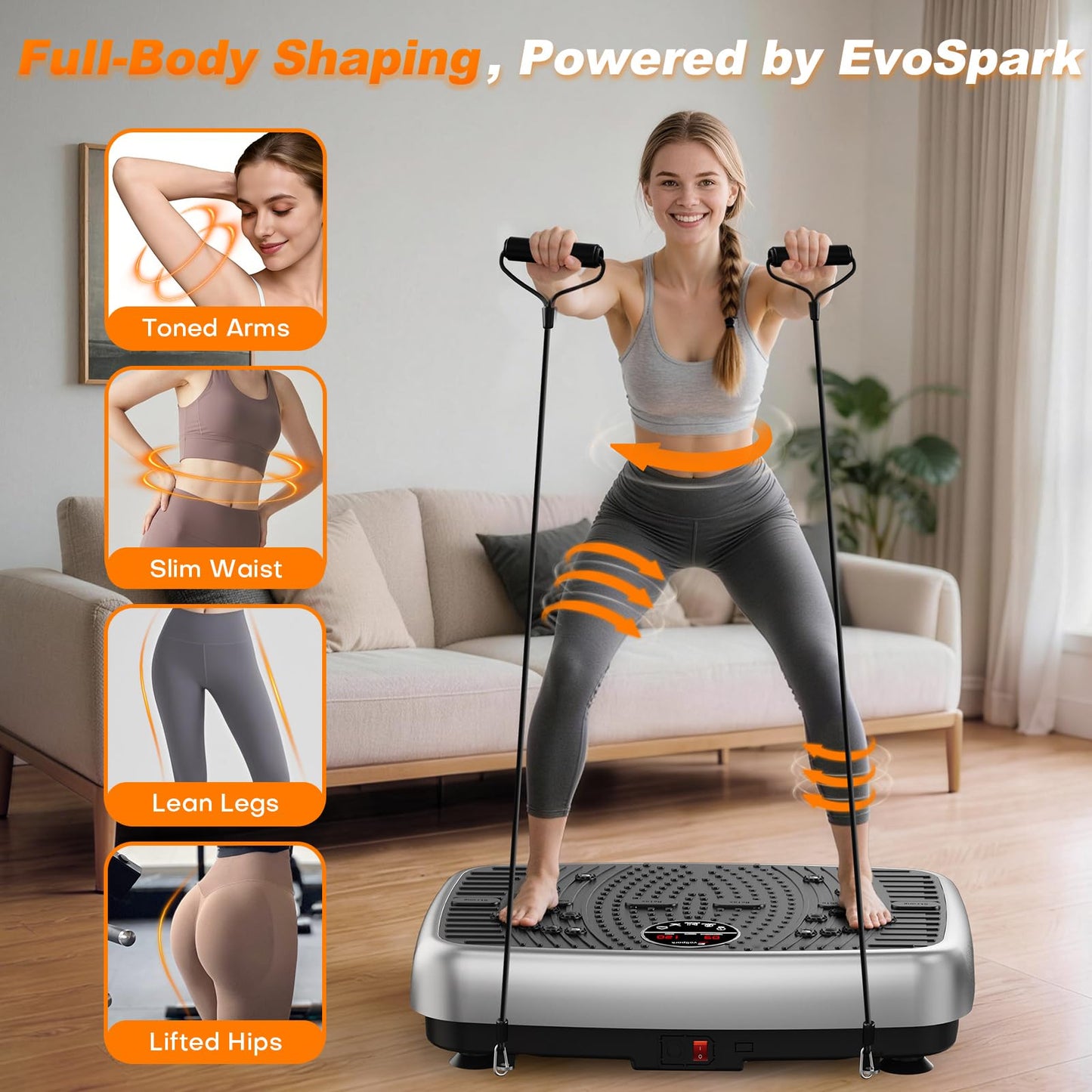 Vibration Plate Exercise Machine, 2026 Upgraded Double Motors Vibration Plate for Lymphatic Drainage, EvoSpark Whole Body Vibration Plates for Weight Loss,450 Lbs Capacity Vibrate Fitness Platform 🍁 All In One Marketplace Canada