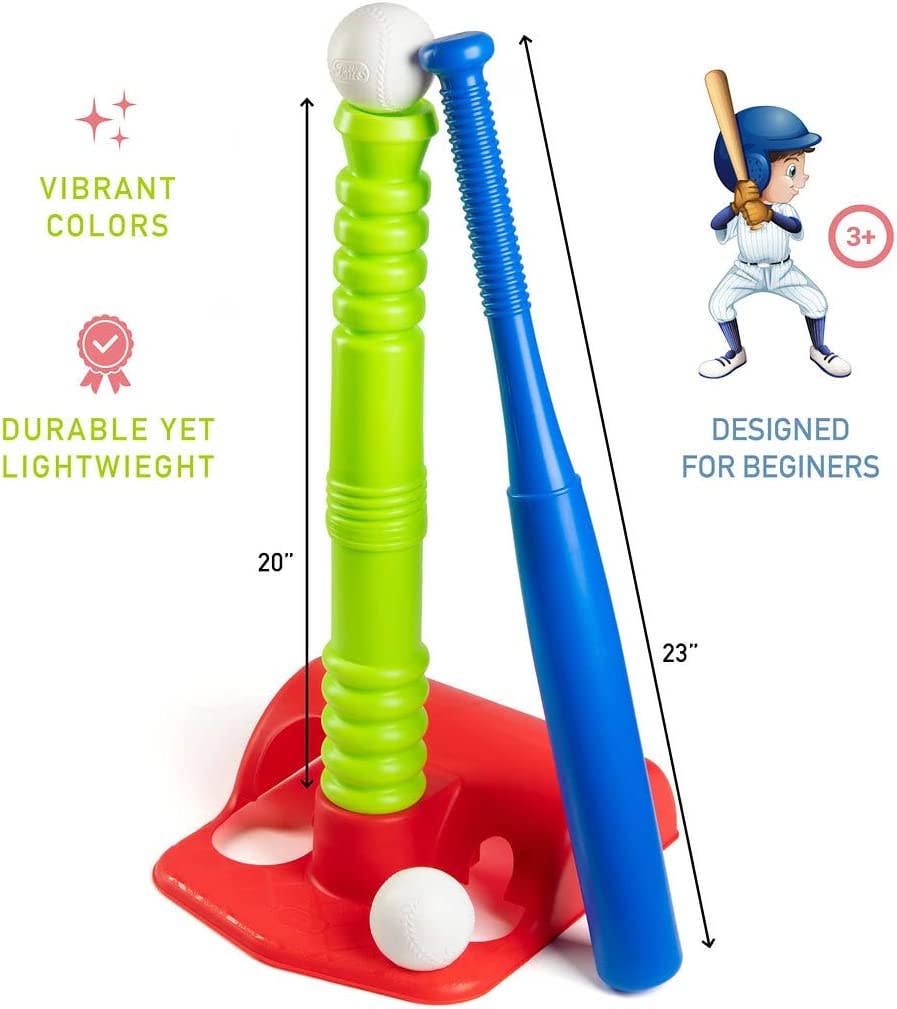 Play22 - T Ball Set with 20" Batting Tee and 8 Balls - Ages 3–5