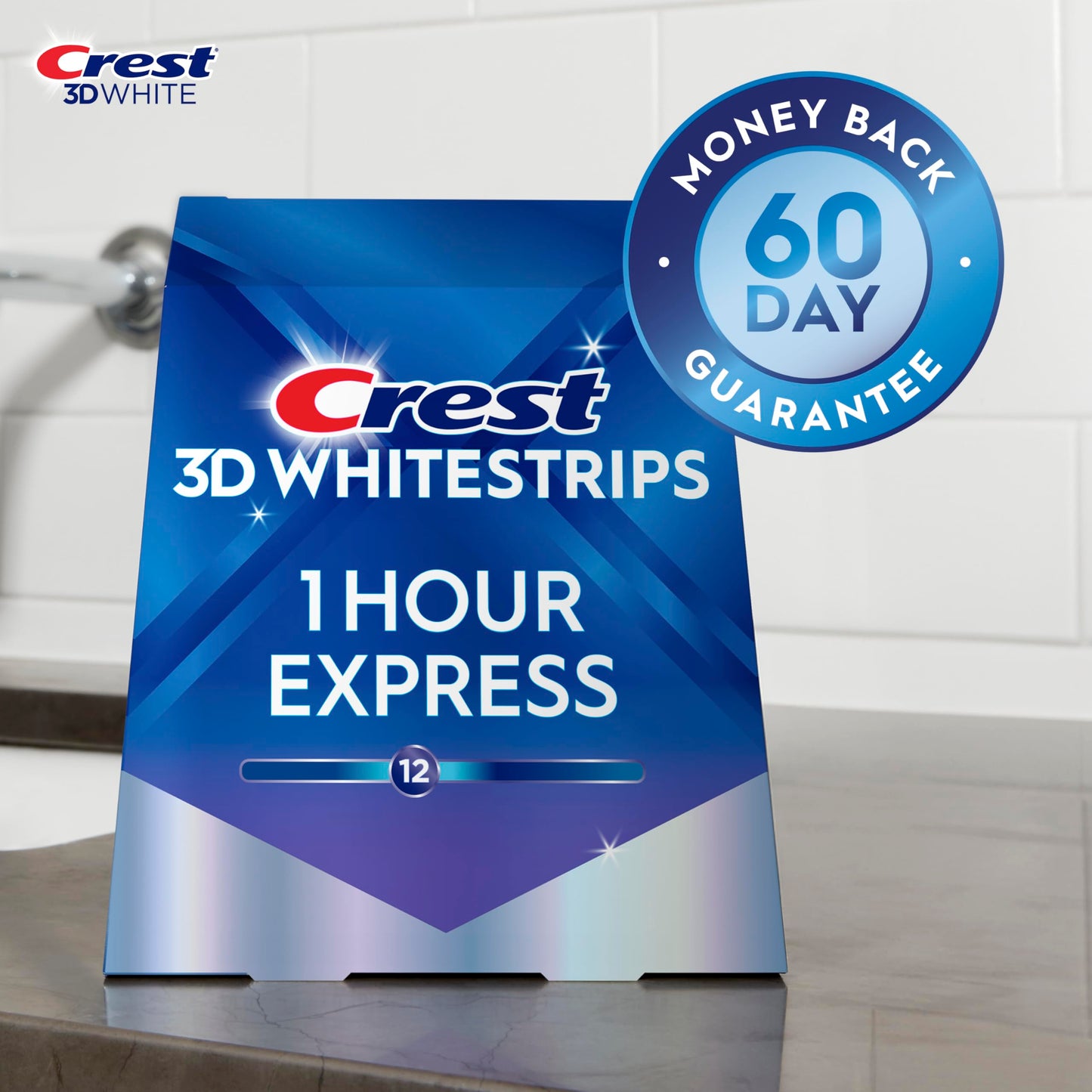 Crest 3D Whitestrips 1-Hour Express At-home Teeth Whitening Kit, 10 Treatments, 12 Levels Whiter for Fast Whitening 🍁 All In One Marketplace Canada