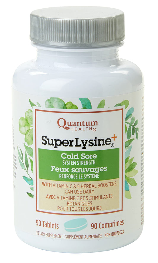 Quantum Health Super Lysine+ Cold Sore 90 Tablets 45-Day Supply, Daily Lysine Supplement, Vitamin C, Echinacea, Licorice, Propolis & Odorless Garlic for Collagen Support, Healthy Lips & Immune Balance 🍁 All In One Marketplace Canada