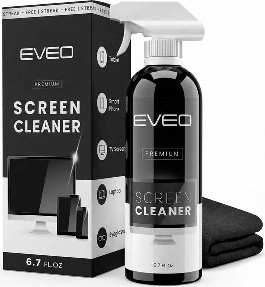 EVEO® Screen Cleaner Spray Kit (Streak-Free) TV Screen Cleaner for Smart TV, LCD, LED, OLED | Computer Spray and Wipe Microfiber Cloth for Monitor, Laptop, iPad, Car & More - 1 Pack 🍁 All In One Marketplace Canada