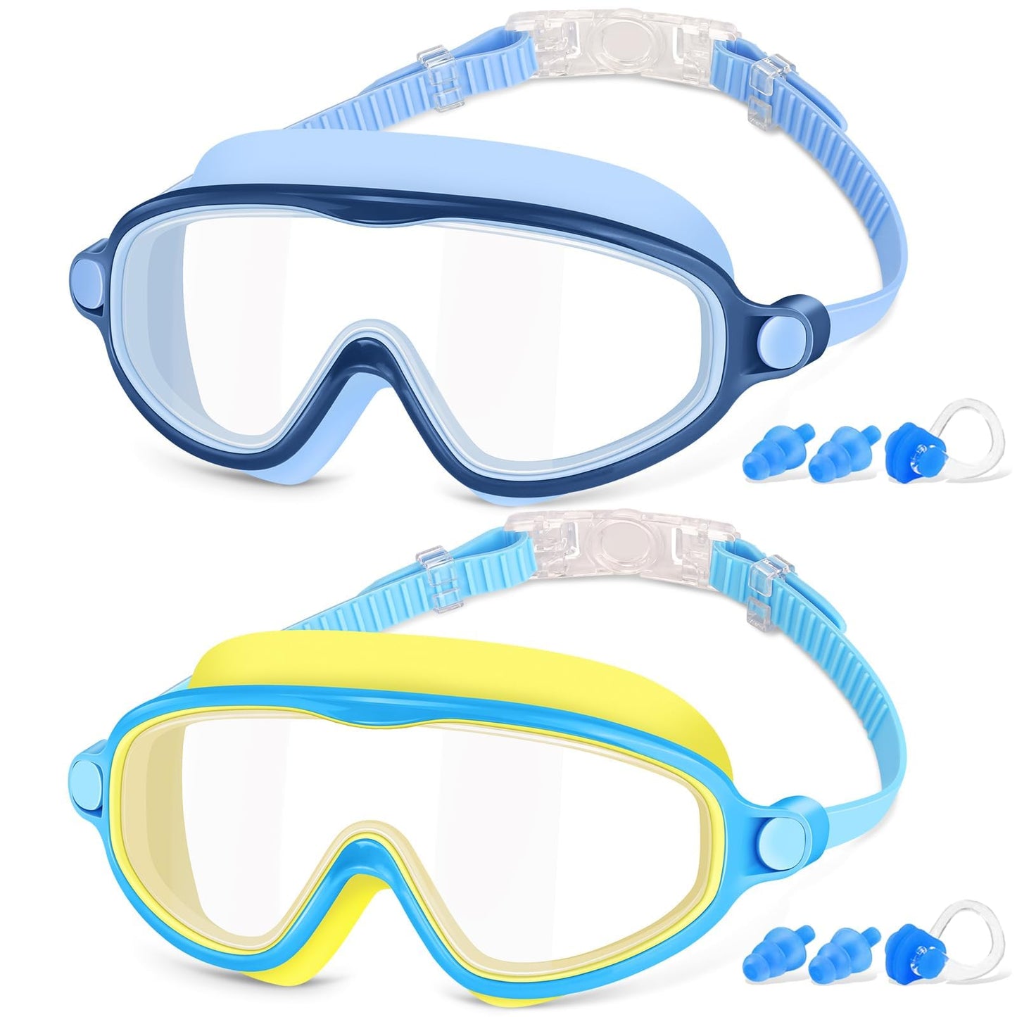 Kids Goggles Swimming, 2 Pack Kids Swimming Goggles for Age 4-14 Wide Vision Anti-Fog UV Protection Waterproof for Boys Girls 🍁 All In One Marketplace Canada