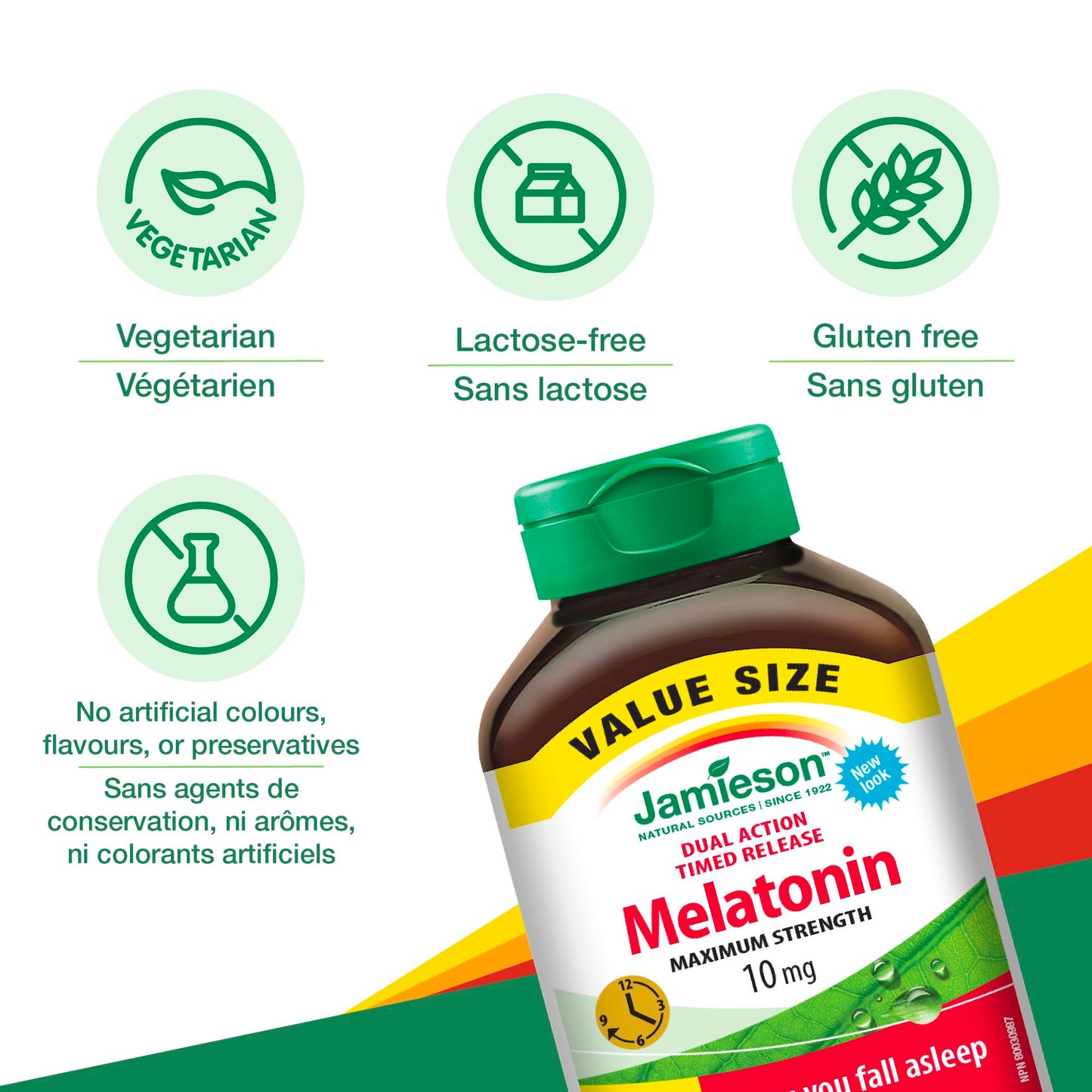 Jamieson Melatonin 10 mg Maximum Strength, 100 Bi-Layer Caplets, Dual-Action Timed Released, Improves Sleep Quality and Duration, Helps Reset the Body's Sleep-Wake Cycle. Vegetarian, Proudly Canadian 🍁 All In One Marketplace Canada