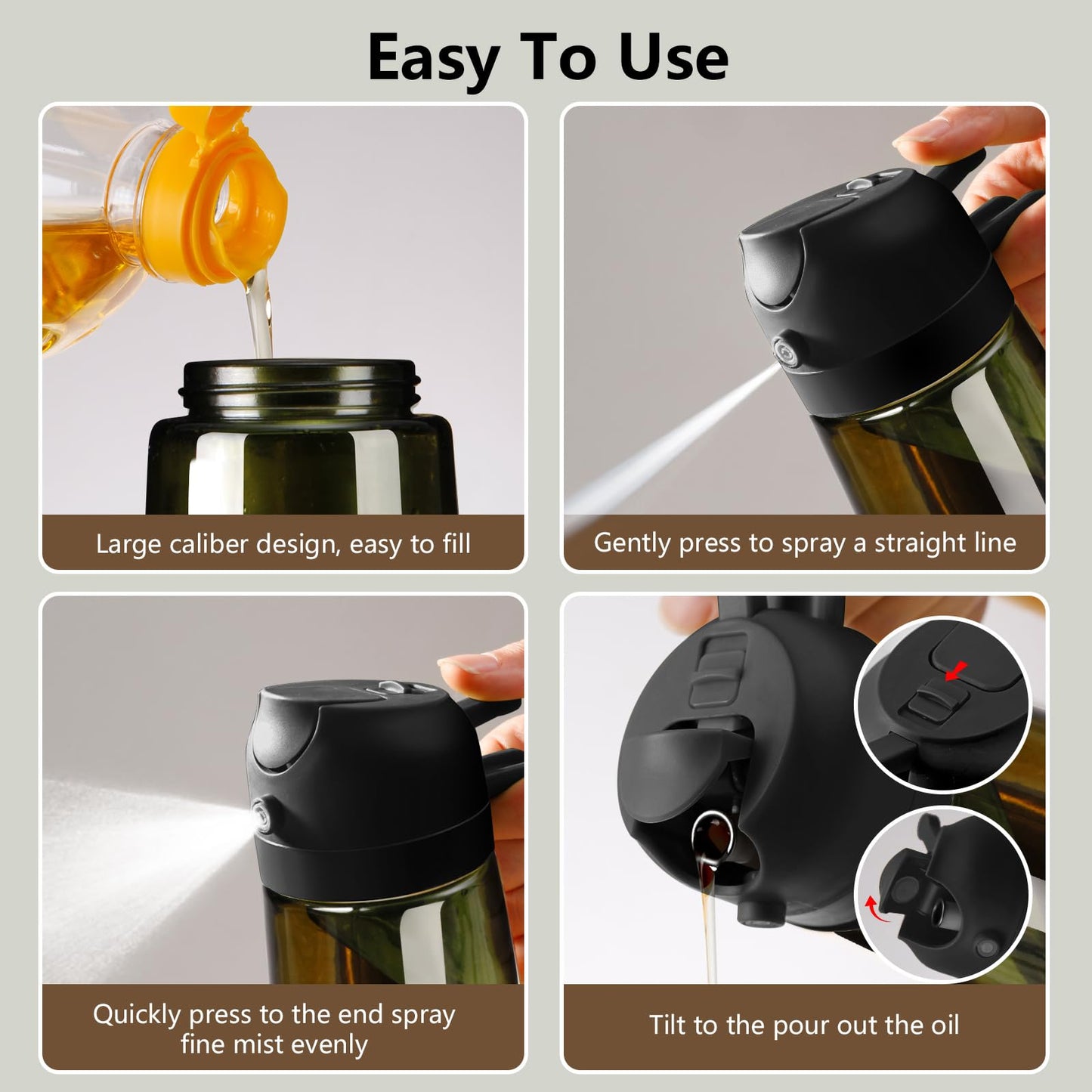 SWEET VIEW 2PCS Olive Oil Dispenser and Oil Sprayer – 16oz/470ml Glass Light-Proof Oil Pourer for Kitchen with Stickers for Air Fryer, Cooking, Salad, and BBQ 🍁 All In One Marketplace Canada