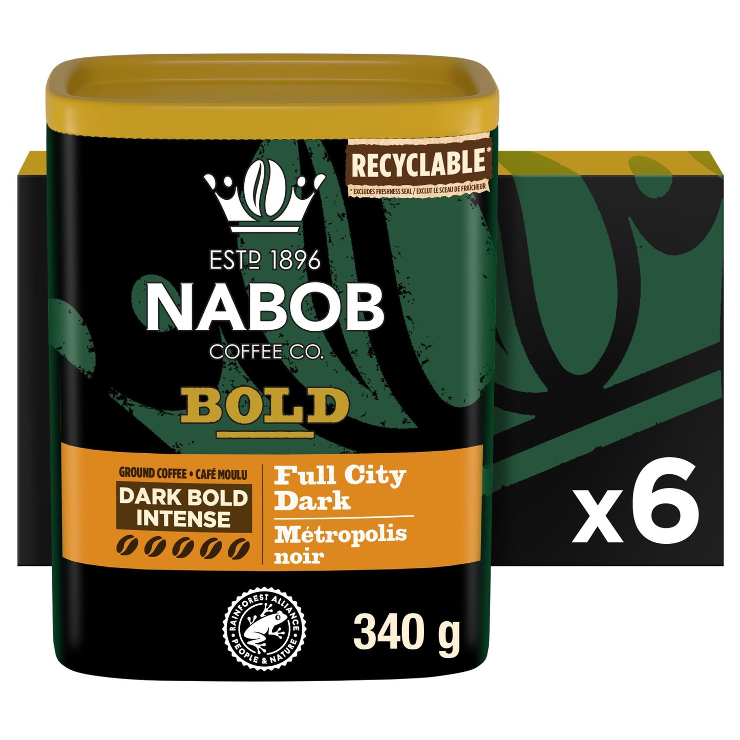 Nabob Dark Bold Roast Full City Dark Ground Coffee, 340g Canister (Pack of 6) 🍁 All In One Marketplace Canada