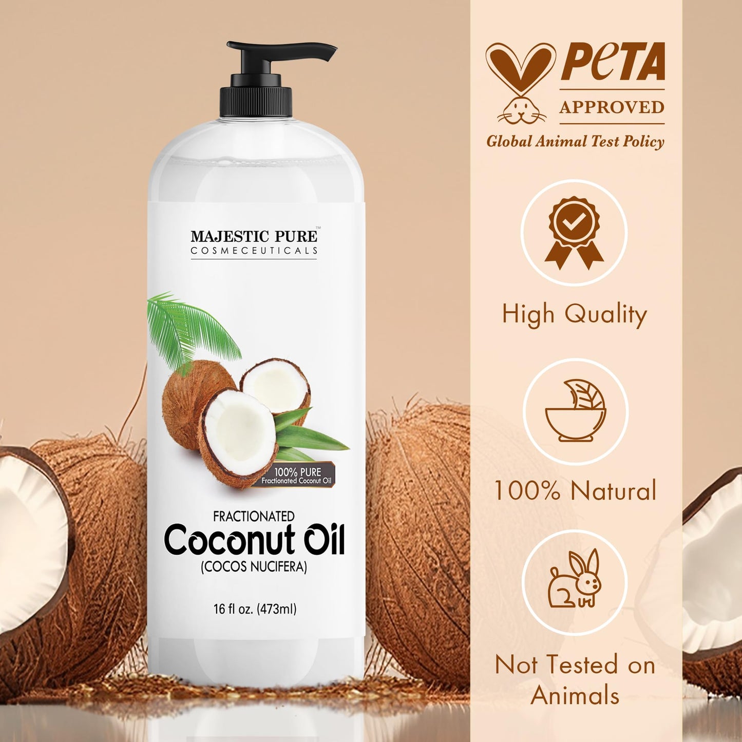 Majestic Pure Fractionated Coconut Oil – Lightweight Liquid Carrier Oil for Essential Oils, Massage, Skin, Hair & DIY Personal Care Applications – 16 Fl Oz 🍁 All In One Marketplace Canada