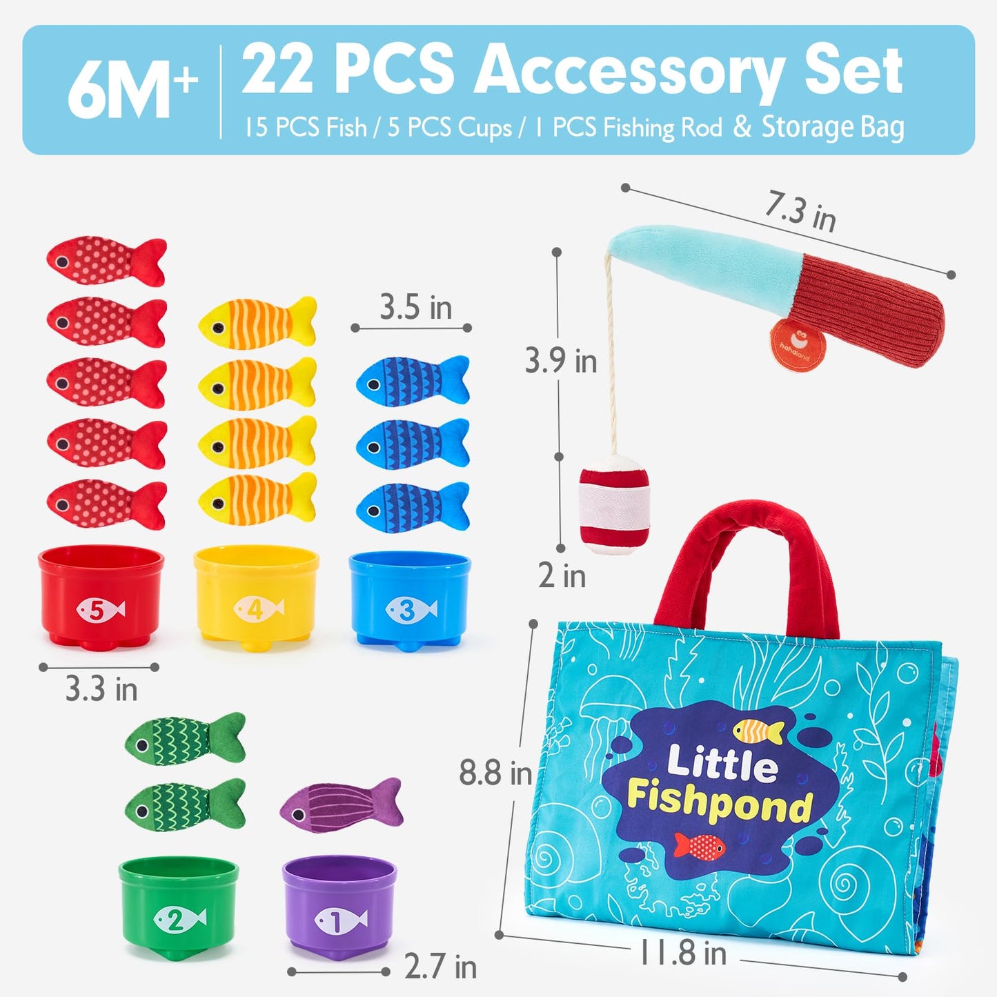 hahaland Montessori Toys for 1 Year Old - Toddler Toys for 1 2 Year Old Boys Girls Toy, Montessori Educational Baby Toy 6-12-18 Months, 10 in 1 Fishing Game with Baby Stacking Cups 🍁 All In One Marketplace Canada