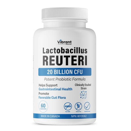 Lactobacillus Reuteri Probiotic 20 Billion CFU - L Reuteri Probiotic - Highest CFU Count, Gut Health, Yogurt Starter Culture, Probiotic With Prebiotic FOS, Made In Canada, 60 Capsules 🍁 All In One Marketplace Canada