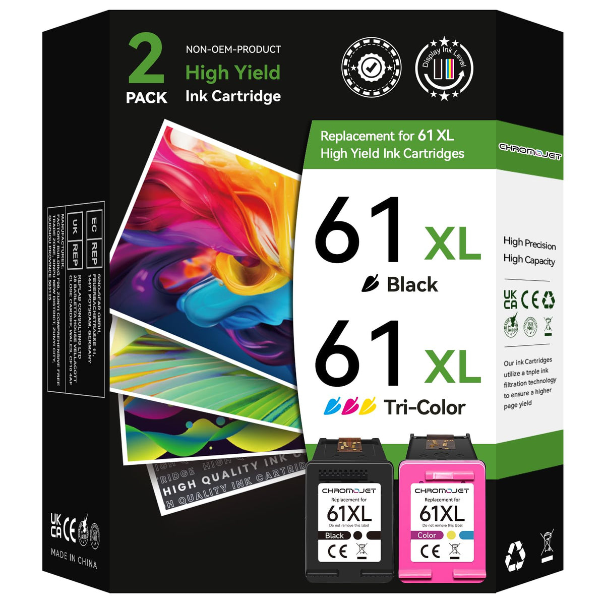61XL Ink Cartridge Black Colour Compatible for HP 61 Ink Cartridge Compatible for HP Envy 4500 Ink fit for Envy 4500 5530 5534 5535 DeskJet 1000 1010 2540 2541 3050 OfficeJet 4630 4635 2620 Printer 🍁 All In One Marketplace Canada