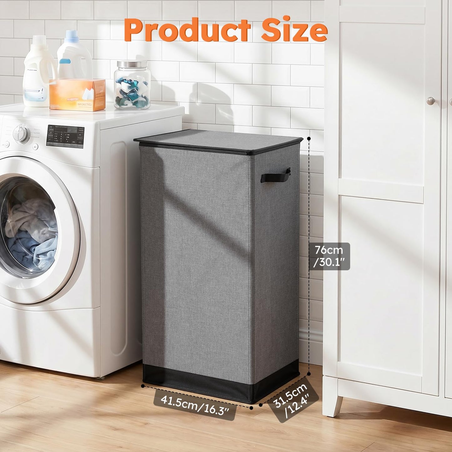 SOLEDI 100L Laundry Basket with Lid Large Laundry Hamper, Clothes Hamper with Laundry Bag Easy to Carry, Collapsible Storage Bins for Bedroom, Bathroom, Dorm, Apartment, College, Wardrobe, Grey 🍁 All In One Marketplace Canada
