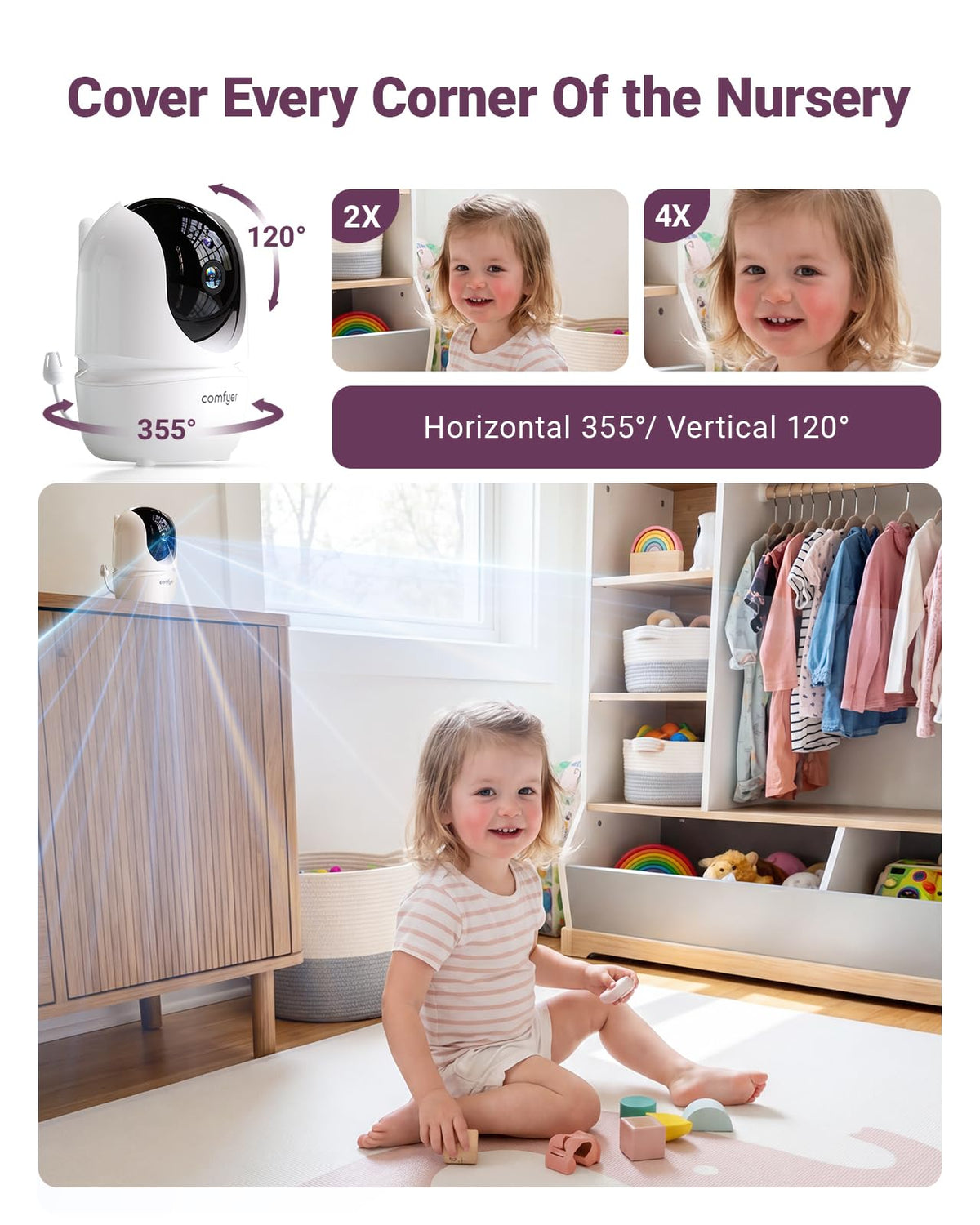 Comfyer BM01 7" HD Split-Screen Baby Monitor with 2 Cameras, Video Baby Monitor with Camera and Audio, Flexible Bracket, Non-WiFi, VOX Mode, 2 Way Audio, Remote PTZ, Auto Night Vision 🍁 All In One Marketplace Canada
