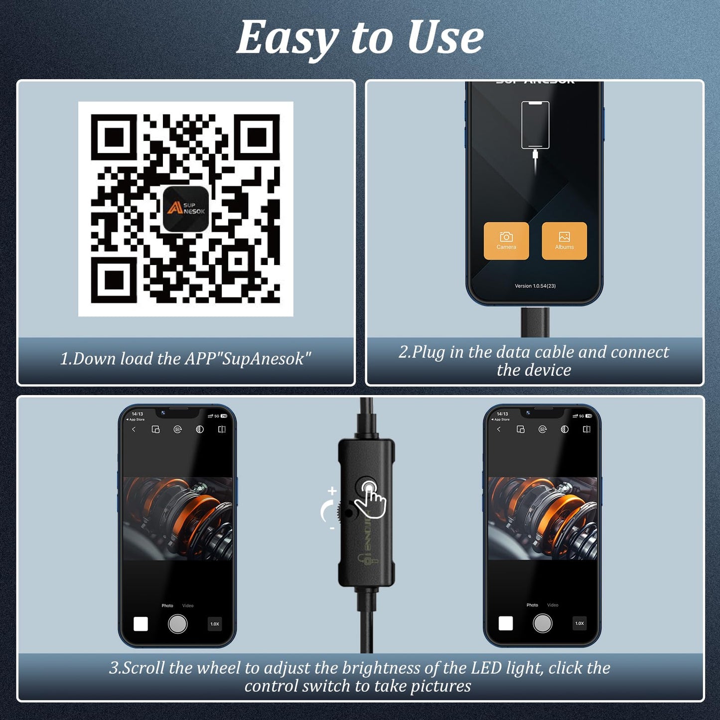 Endoscope Camera with Light, Ennovor 1920P HD, Endoscope Inspection with 8 Adjustable LED Lights, Borescope with Flexible Rigid Snake Camera, IP67 Waterproof and No WiFi Required, for Android iOS 🍁 All In One Marketplace Canada