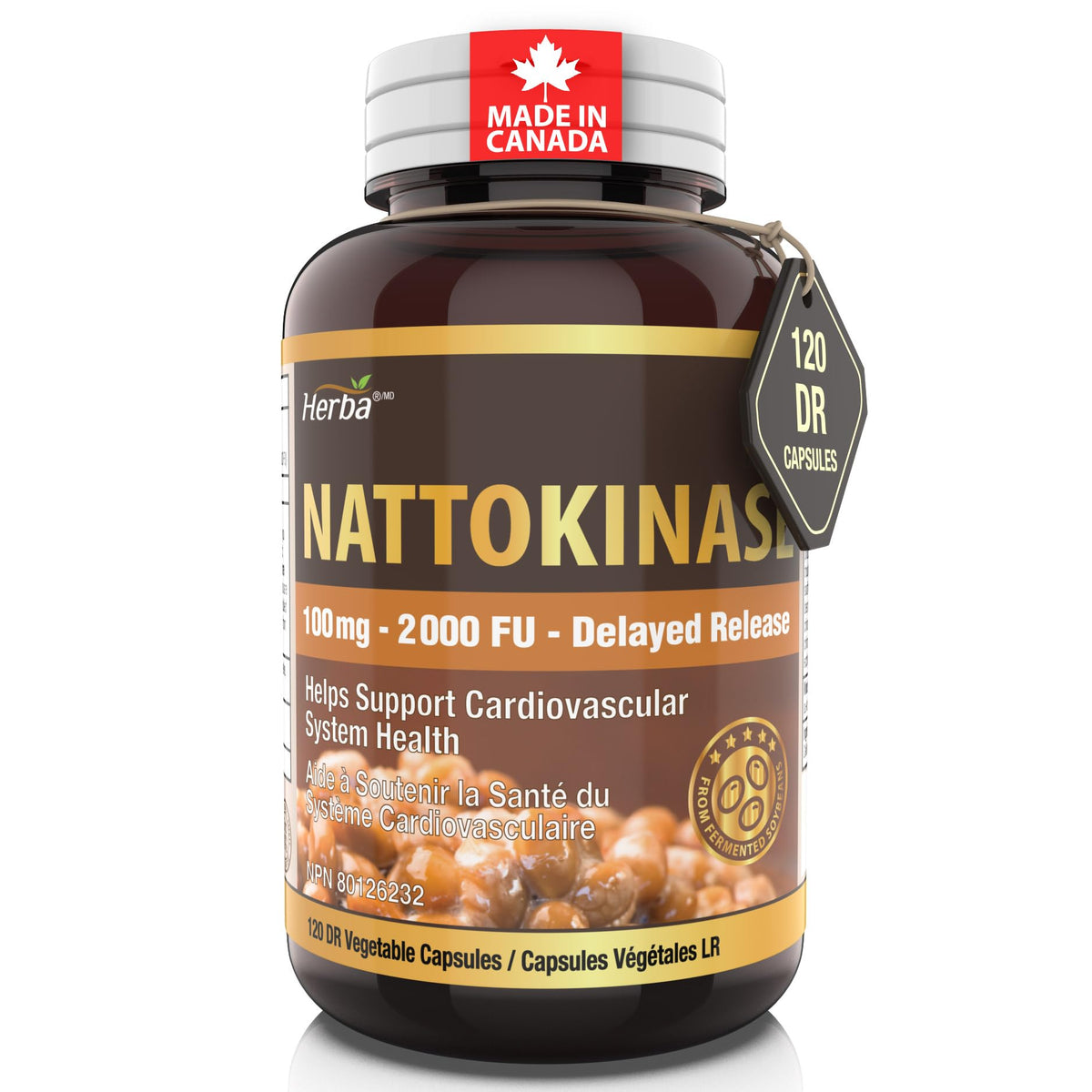 Herba Nattokinase Supplement 2000 FU – 100mg, 120 Delayed Release Capsules | Helps to Support Heart Health | Made in Canada 🍁 All In One Marketplace Canada