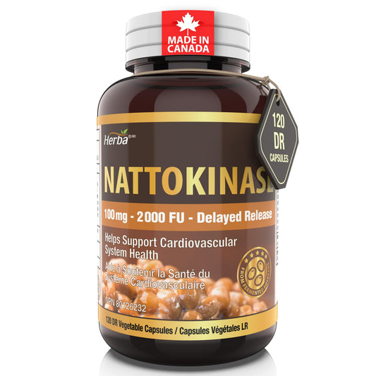 Herba Nattokinase Supplement 2000 FU – 100mg, 120 Delayed Release Capsules | Helps to Support Heart Health | Made in Canada 🍁 All In One Marketplace Canada