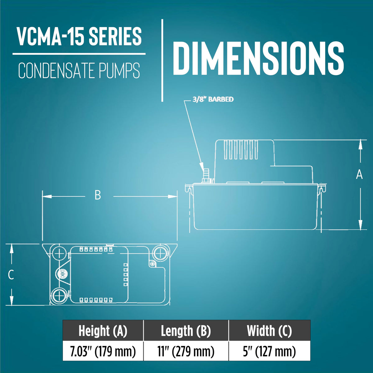 Little Giant VCMA-15ULST 115 Volt, 65 GPH, 1/50 HP Automatic Condensate Removal Pump for HVAC/Refrigeration Systems/Dehumidifiers with Overflow Detection Switch and 20-Foot Tubing, Black/White, 554415 🍁 All In One Marketplace Canada