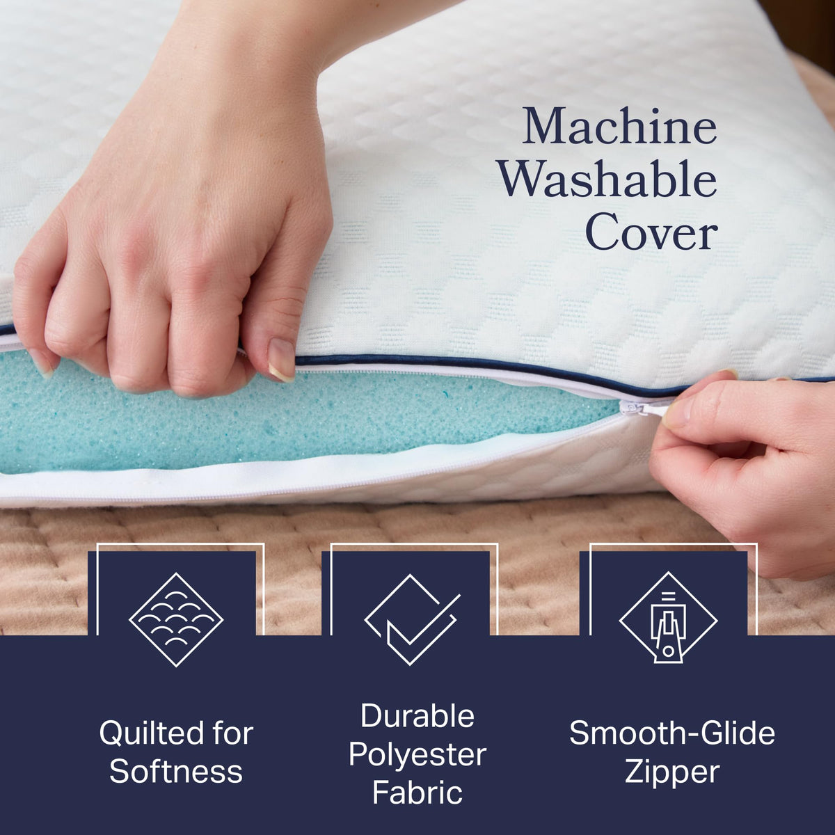 WEEKENDER Ventilated Gel Memory Foam Pillow - Washable Cover - King Size-White 🍁 All In One Marketplace Canada