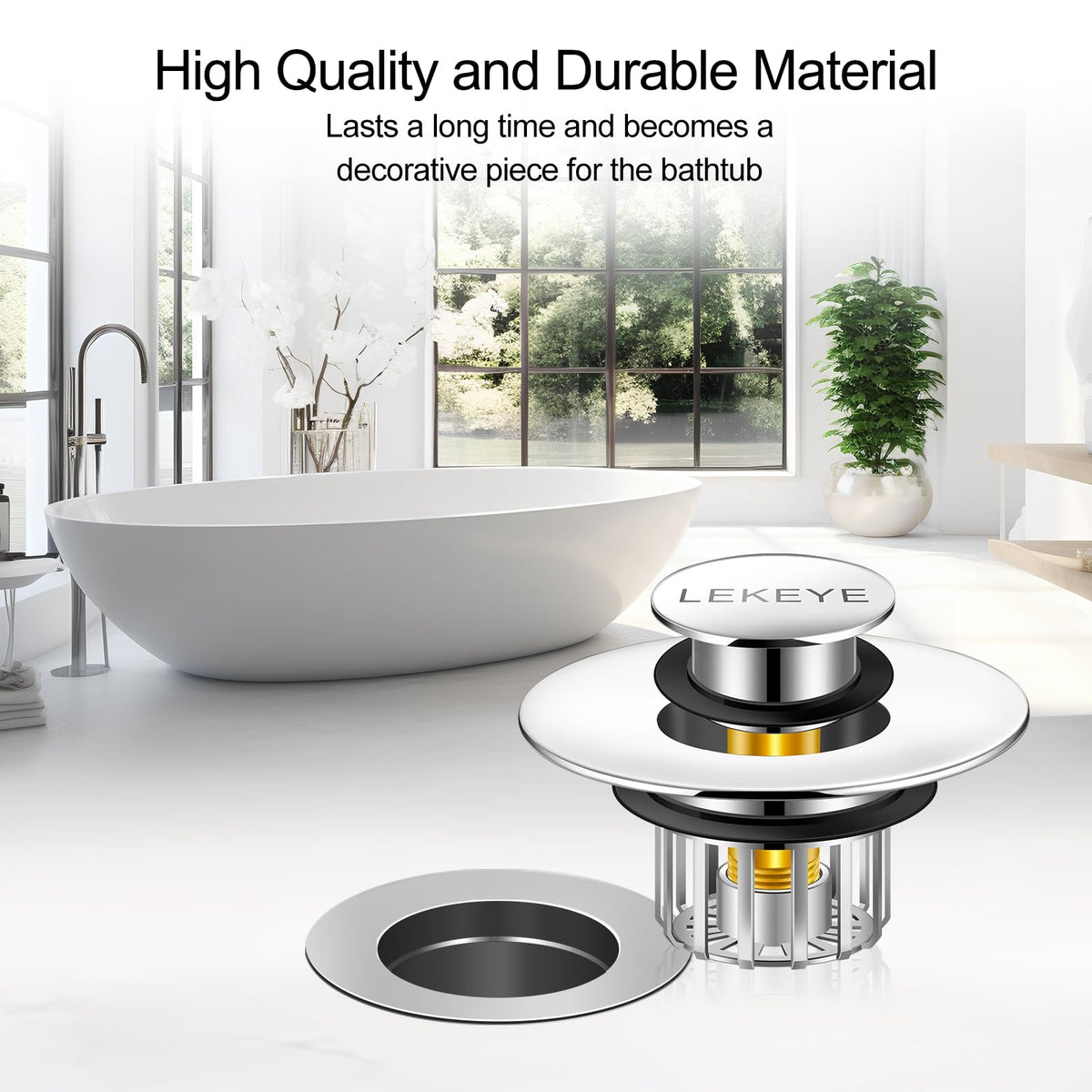 LEKEYE Tub Stopper | Shower Drain Hair Catcher | Pop-up Drain Stopper with Strainer | Bathroom Bathtub Plug | Drain Protector for 1-1/2 to 1-3/4" Bath Drain Hole 🍁 All In One Marketplace Canada