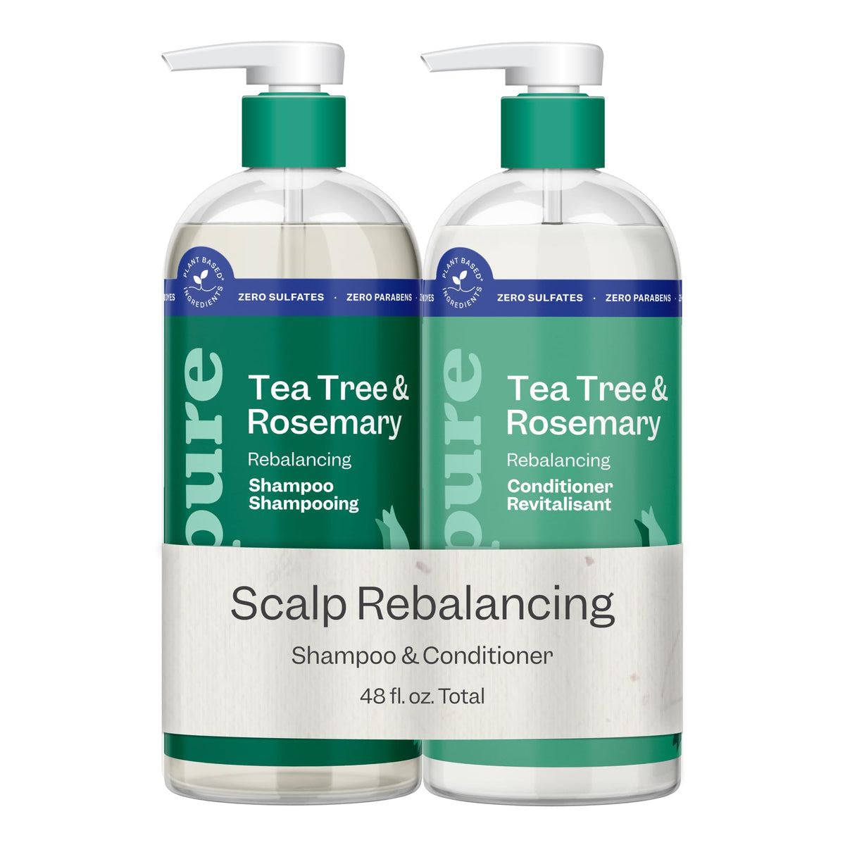 Renpure Tea Tree & Rosemary Shampoo & Conditioner Set, Plant Based - Refreshes & Rebalances Hair and Scalp - For Oily/Normal Hair - Tea Tree Leaf Oil, Rosemary Leaf Extract - 24 Fl Oz each, 2 Pack 🍁 All In One Marketplace Canada