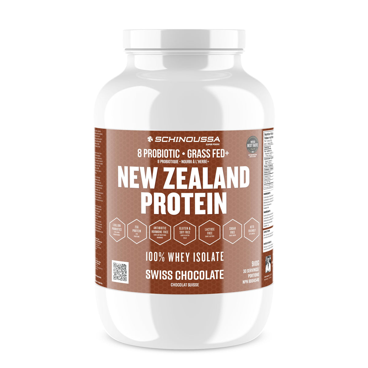Schinoussa Super Foods New Zealand Whey Protein Isolate | 25g Protein | 0g Of Sugar | 1g Of Carbs | 110 Calories (Swiss Chocolate, 910 g (Pack of 1)) 🍁 All In One Marketplace Canada