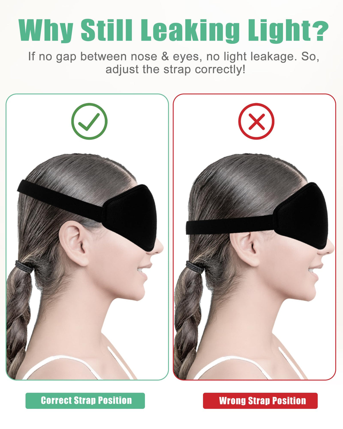 100% Blackout Sleep Mask for Women Men, 2 Packs 3D Contoured Eye Mask for Sleeping with Adjustable Strap, BeeVines Eye Mask for Eyelash Extensions Sleep Mask Blindfold, Soft Breathable Eye Shade Cover for Travel Yoga (Black & Pink)