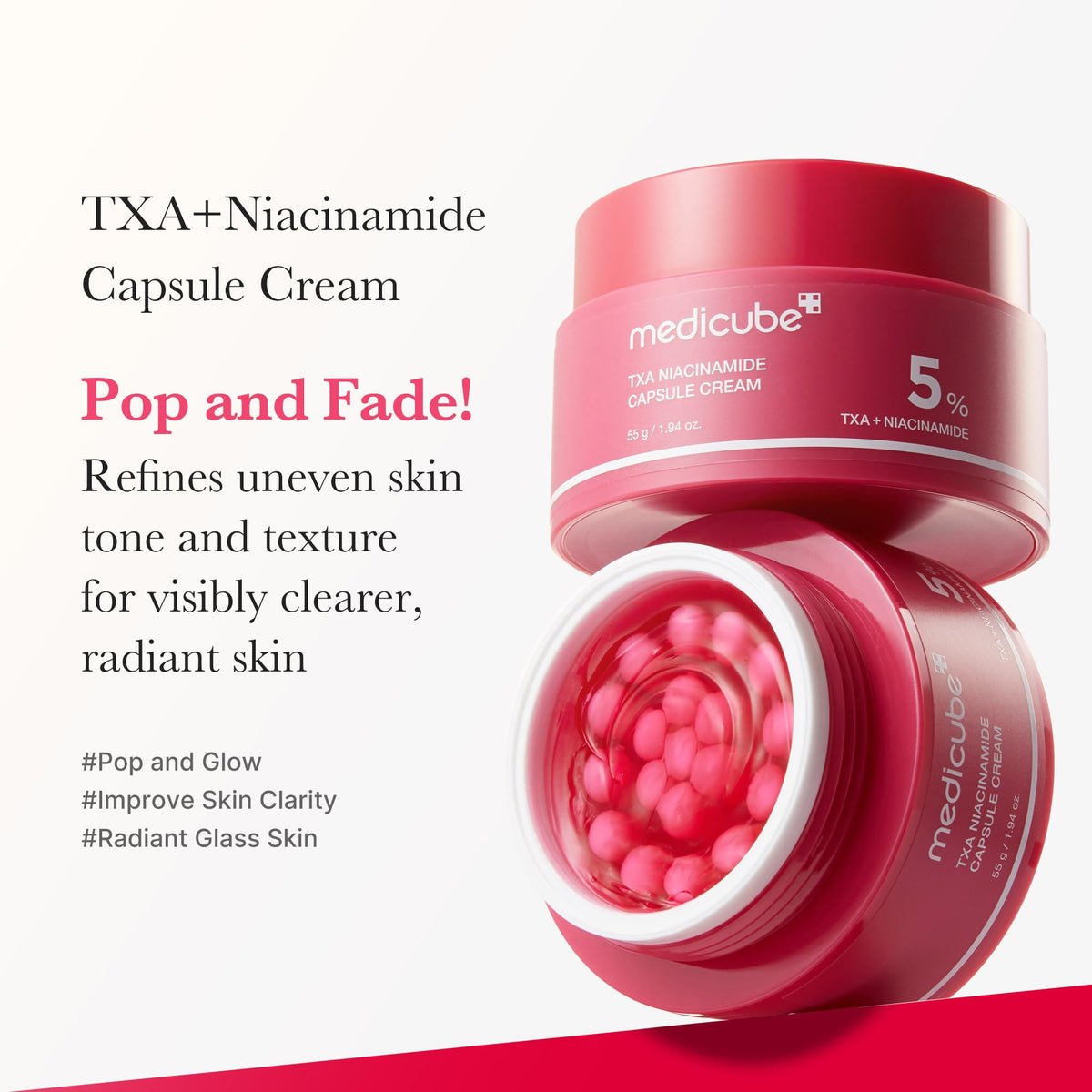medicube TXA+Niacinamide Capsule Cream | Dual Radiance Moisturizer, Ideal for Use After Spot Care | For Uneven Skin Tone, Texture & Hydration | 99% Pure Tranexamic Acid | Korean Skincare | 1.94oz 🍁 All In One Marketplace Canada